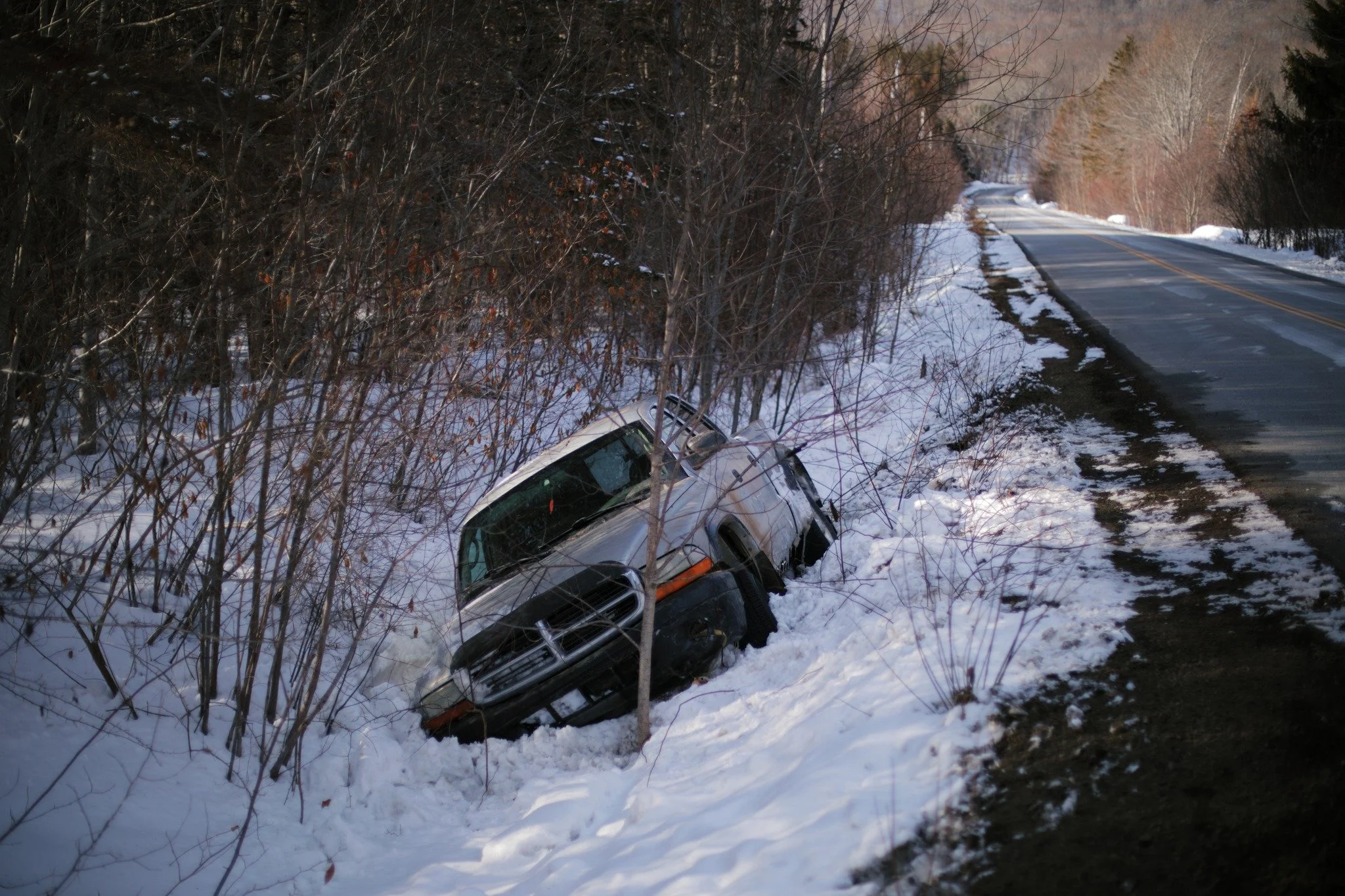 SLOW-MOTION CRASHES &mdash;&mdash; The most familiar accident aftermath is a sleepy one. Slippery roads that sent someone slowly to the shoulder, before catching an edge and falling in. Damage should be minimal, and if all is well down under, they're