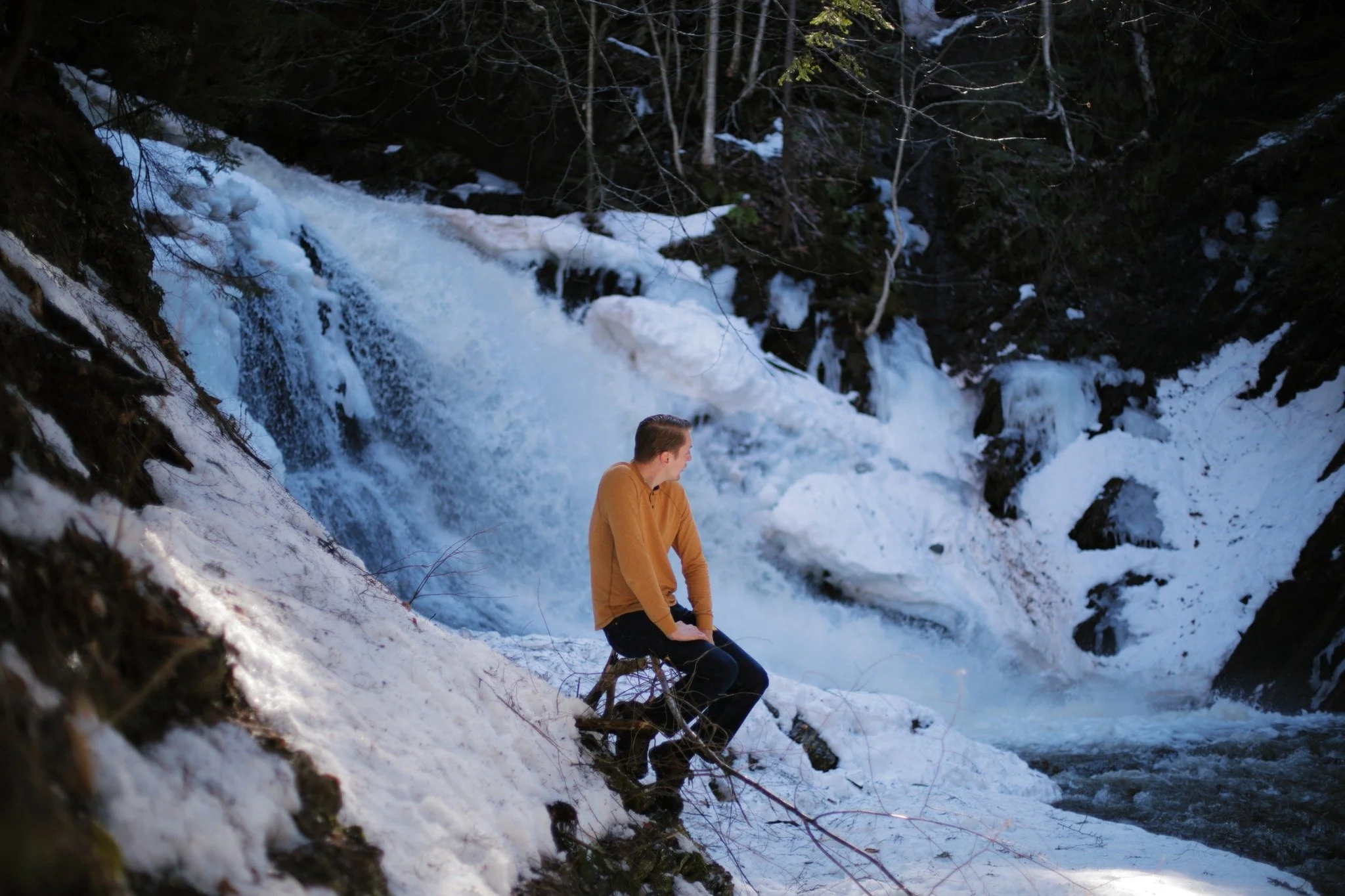 THE VESTIGES &mdash;&mdash; This week began with warmth I've rarely ever seen in March. Sweating in the sunlight sent me down in shaded hollows, walking up the banks of Moore's Brook raging down. I watched my step on the ice shelves, cracking at the 