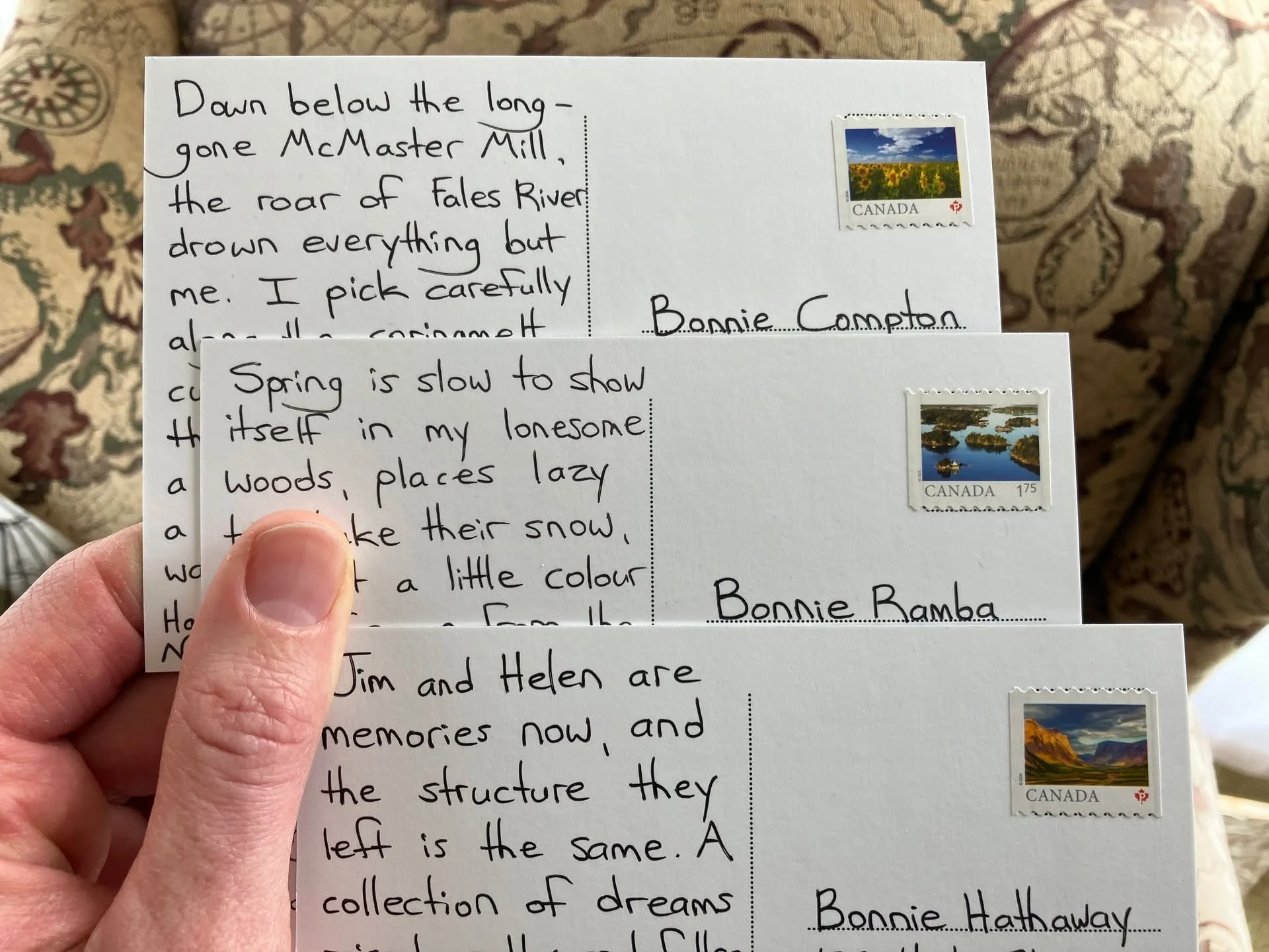 I've made a decision! From now on, my main target audience is Bonnies. Sorry, everyone else. Working on sending out my monthly handwritten postcards for April, and three Bonnies are among them. Subscribe to your own at www.patreon.com/SteveSkafte