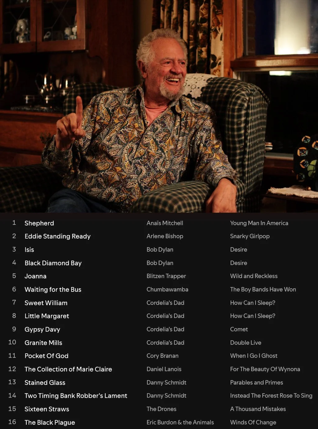 Want to Hear a Good Story? I've used this photo I took of my late grandfather to illustrate this playlist of 46 narrative tunes that I love, heartwaking stories in song. Listen here: open.spotify.com/user/k0vddyh6owaiem82a8ihyrhcy/playlists