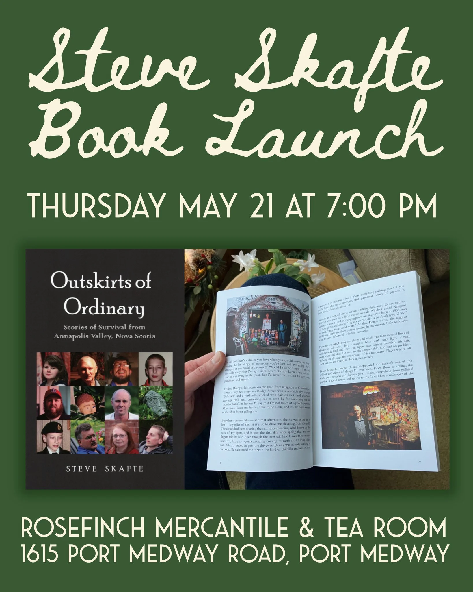Next stop on my book tour is down in the lovely Port Medway, Queens County. It'll be a great day. I'll visit the sculptures at @concretecreations.ns, have dinner at @mainandmersey, then be telling my tales to you at @rosefinch.mercantile. Can't make 