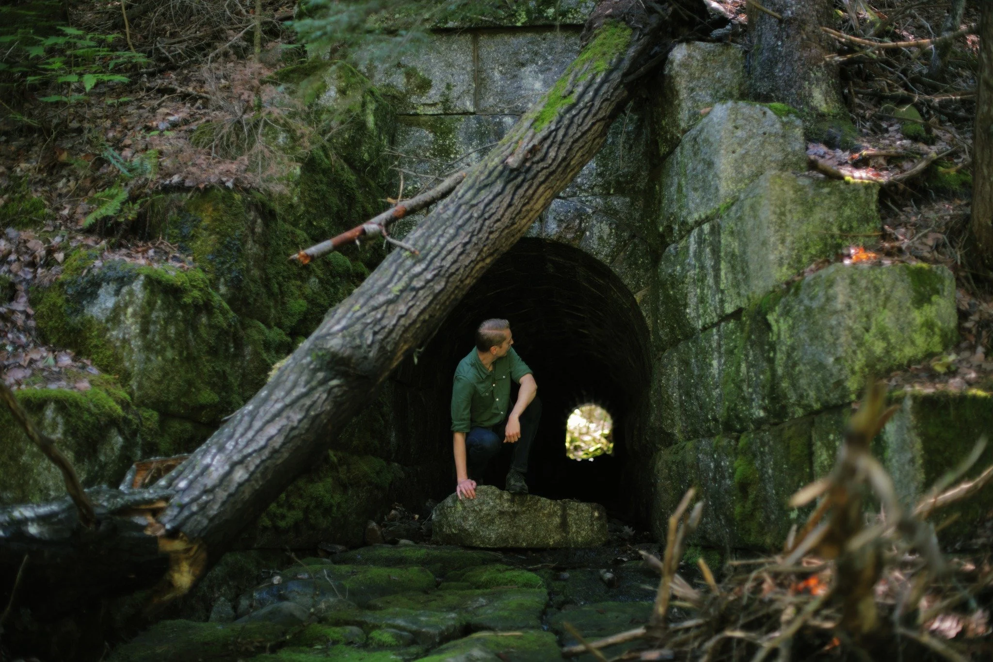 SECRET GARDEN GATE &mdash;&mdash; Deep down in the hollow is stone on stone, a culvert built up from bedrock. Laid and covered with a mountain of soil circa 1889, holding up the Central Railway that ran in sputtered stead till final abandonment came 