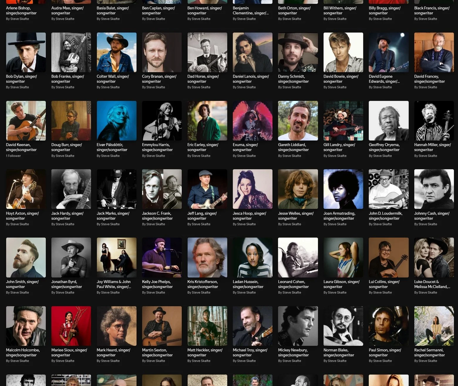 Songwriters! The reason I'm a writer. More than novelists or non-fiction authors, more than anyone else working with words, they are my biggest influence. I've put together dozens of playlists for all my favourites. Perhaps you'll find something new 