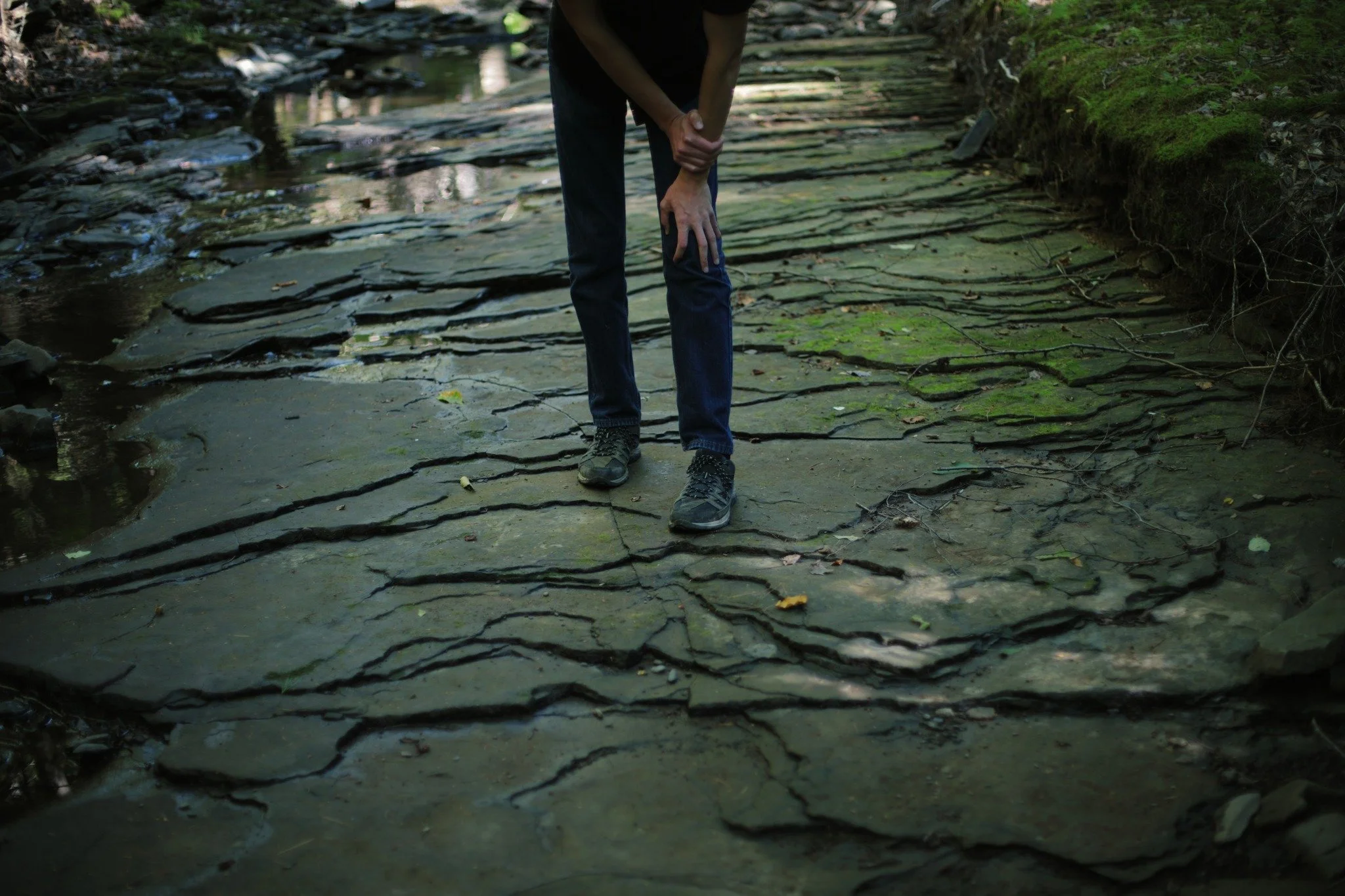 SLIPPERY WHEN DRY &mdash;&mdash; Slate streams are fascinating beasts. They're precarious places to hike, no doubt, all their loose shards upturned and easily shifting. Wet rock is untrustworthy enough, but this terrain is also slippery when dry, so 