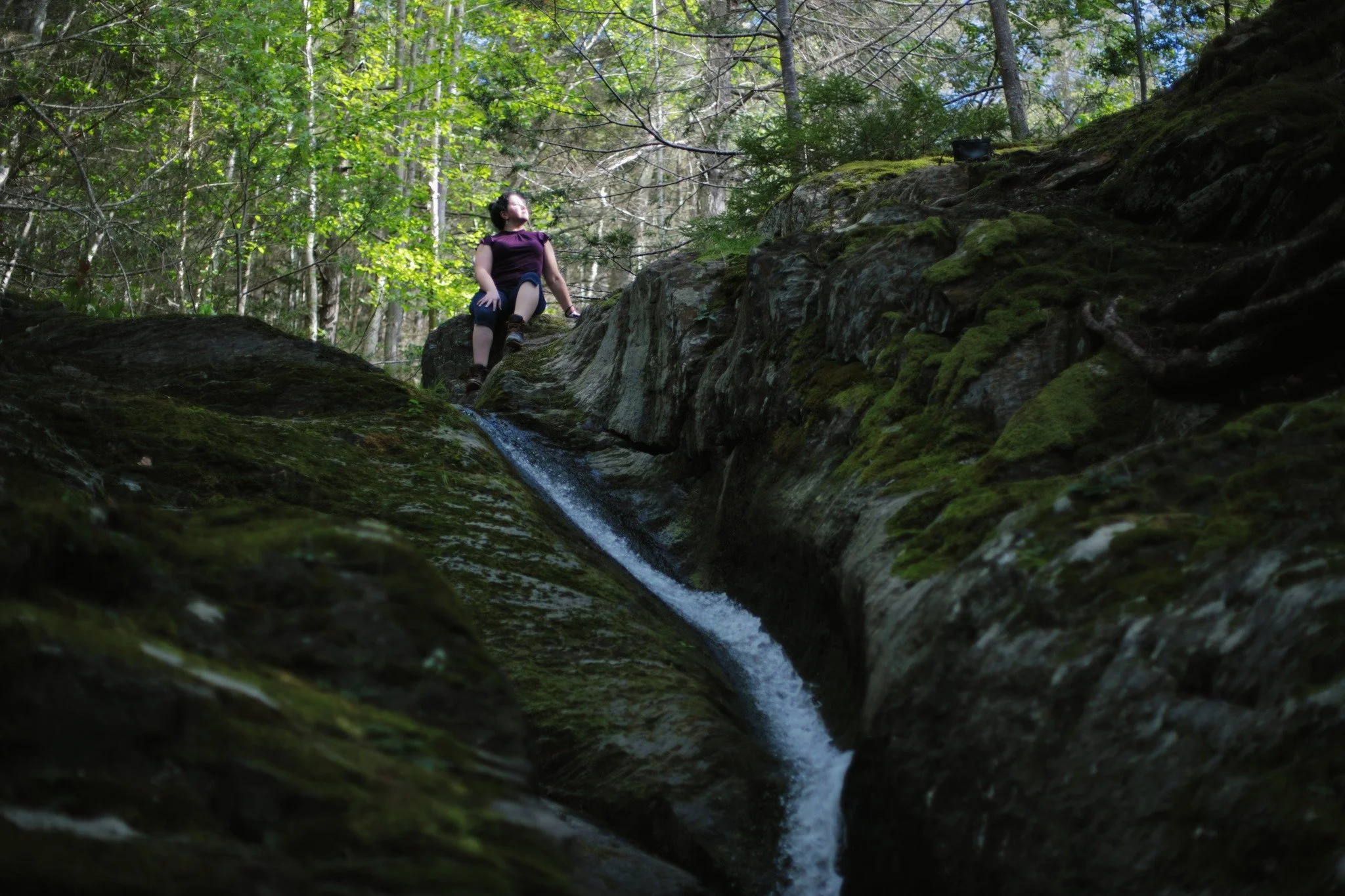 GENTLE RUSH &mdash;&mdash; The small and snaking Clementsport Falls is the only of its kind that's more mesmerizing with less water. Carving a curving descent across the course of countless centuries, it's much more often low like this than any other