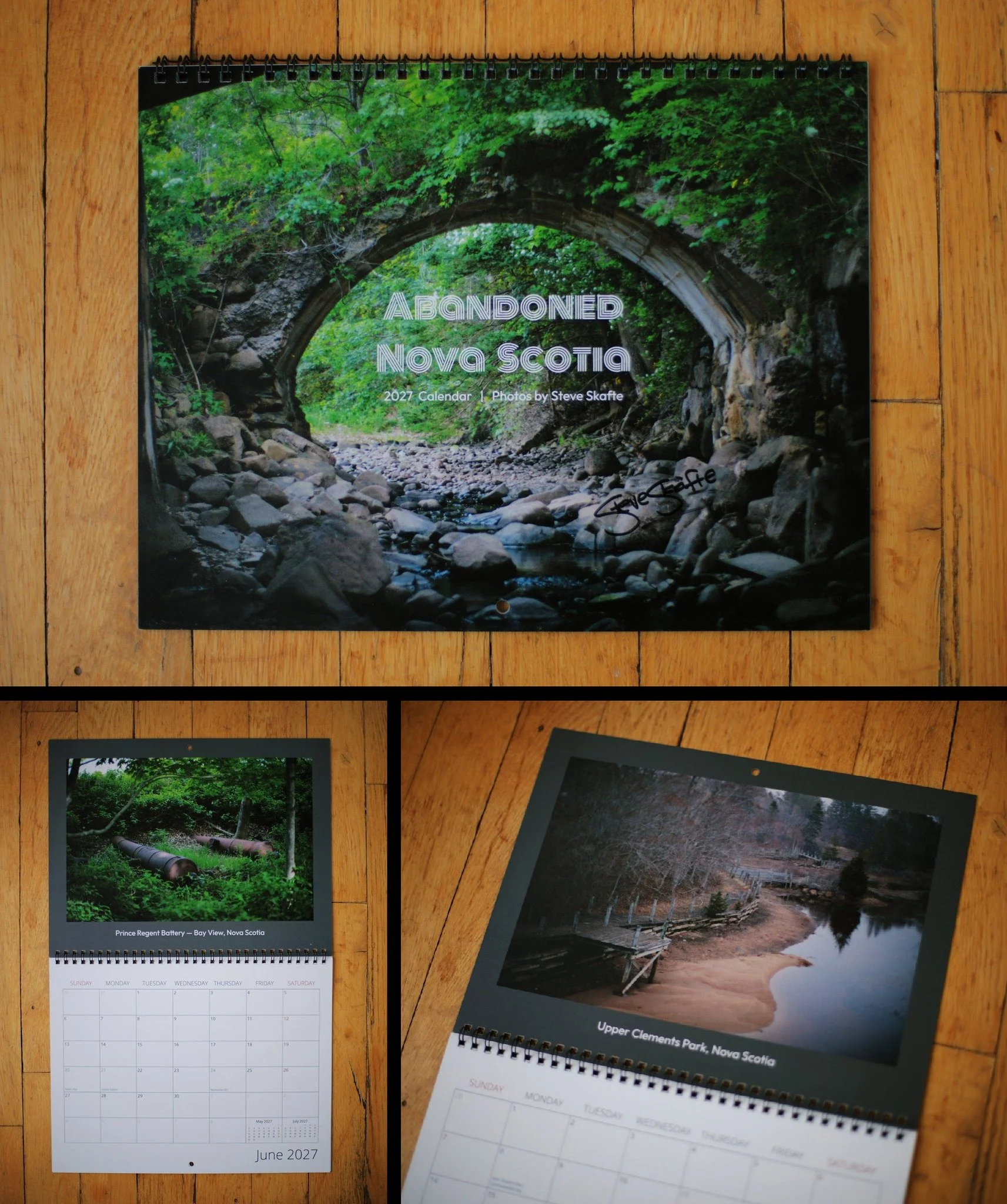Signed copies of my 2027 Calendar are now available! 12 photographs of abandoned history from the wilds of Nova Scotia, each presented in the month they were taken. Printed on thick, high-quality card stock &mdash; will not curl with humidity. 8.5&qu