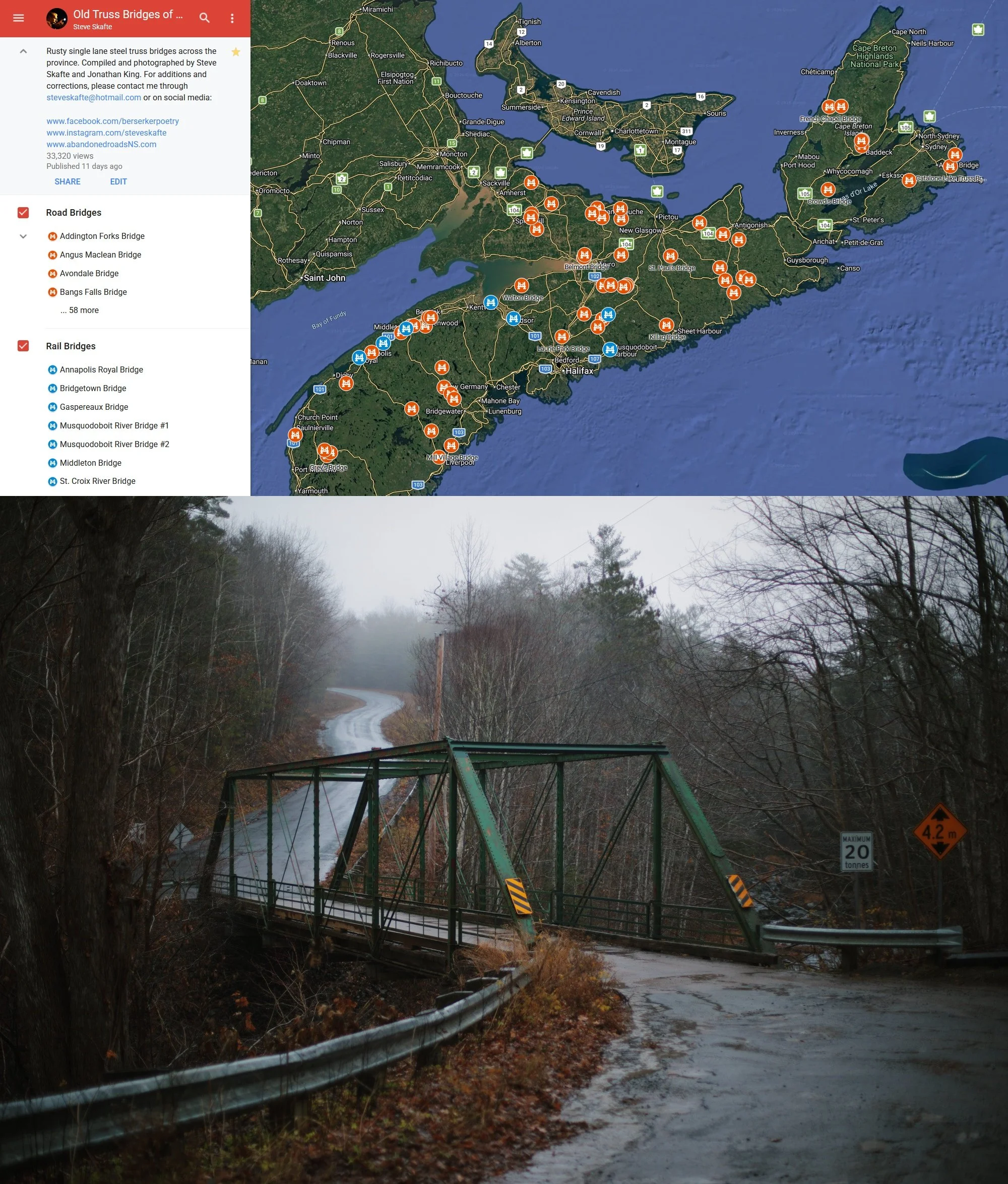 Did you know that there are more than 60 historic steel truss bridges in Nova Scotia? Despite being regularly replaced, you'll still find them dotted across every corner of the province. The majority are single lane crossings with severe weight and h