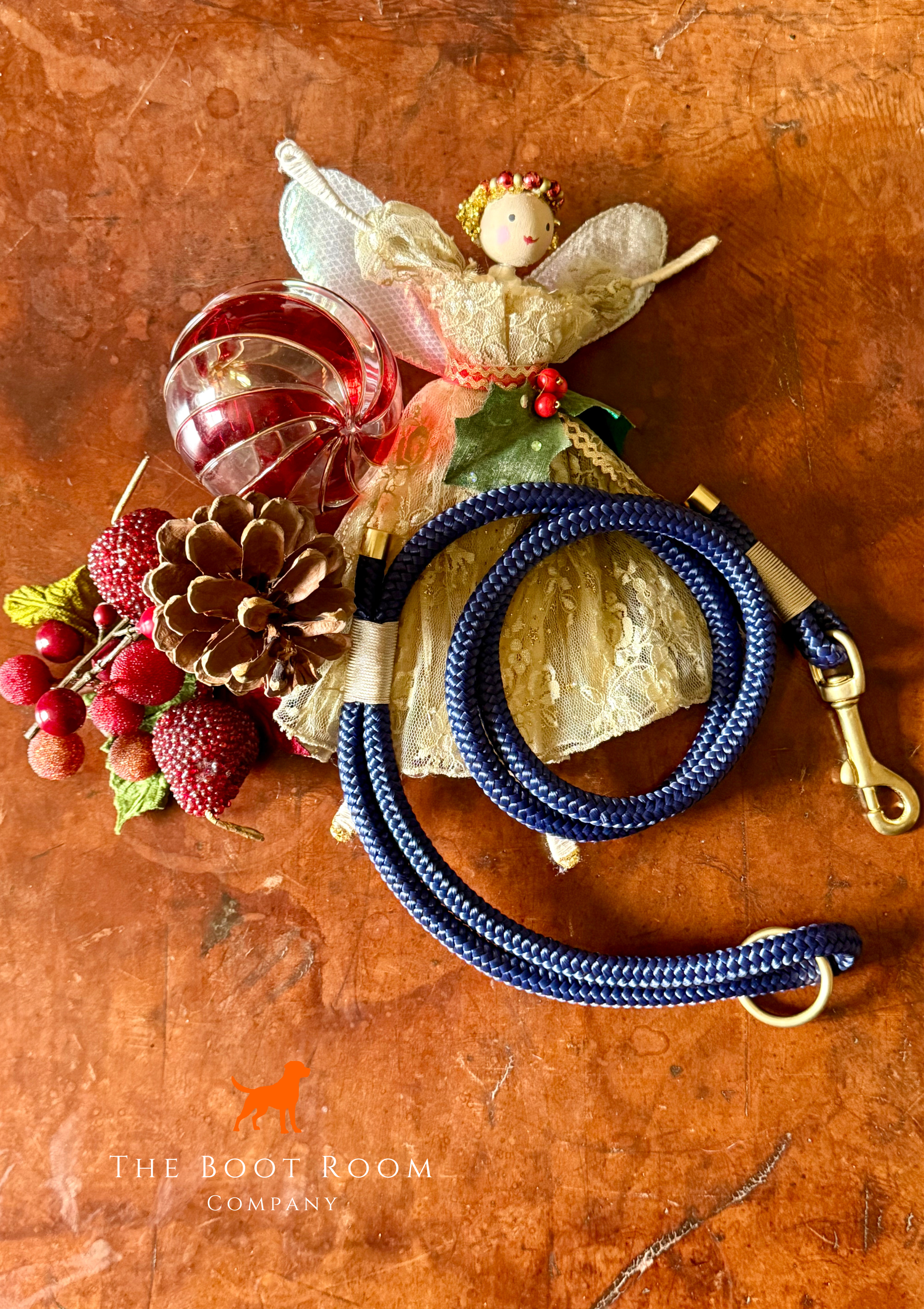 Navy and Mushroom 120cm Clip Lead by The Boot Room Company