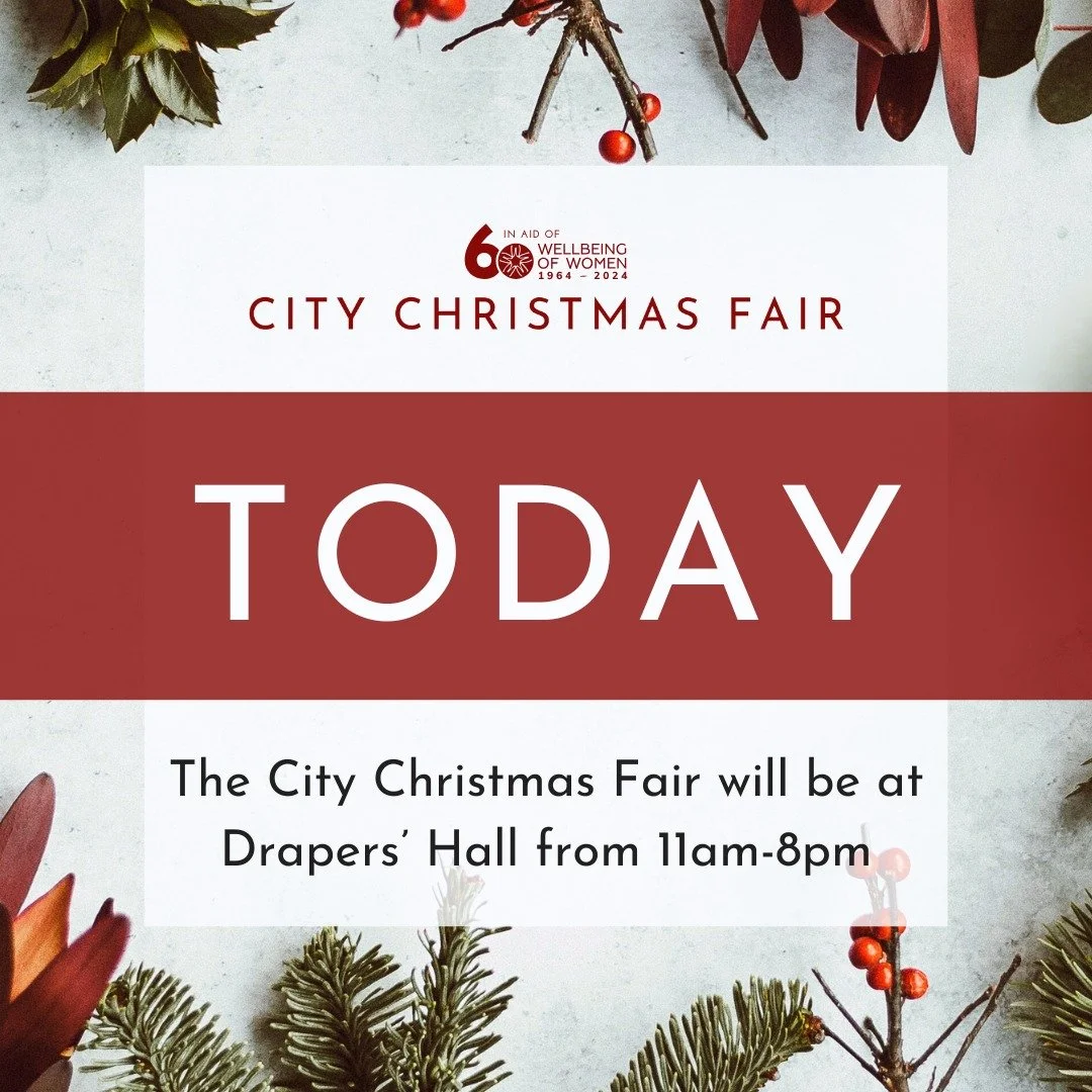 🎁 Today is the day!

🎄Join us at Drapers' Hall from 11am to 8pm today for a day of fabulous shopping and festive fun.

🎟Online ticket sales have now closed but entrance tickets can be bought at the door.

💎 In celebration of Wellbeing of Women's 