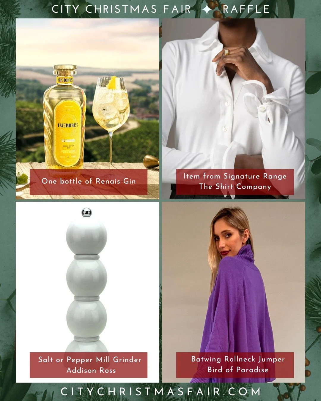 This year's raffle includes simply smashing prizes from @renaisgin  @shirtcompanylondon @addisonrosshome and @bird_of_paradise_london 
Explore all the fantastic prizes and purchase your raffle tickets through the link in our bio.
✨
🎄 The City Chr