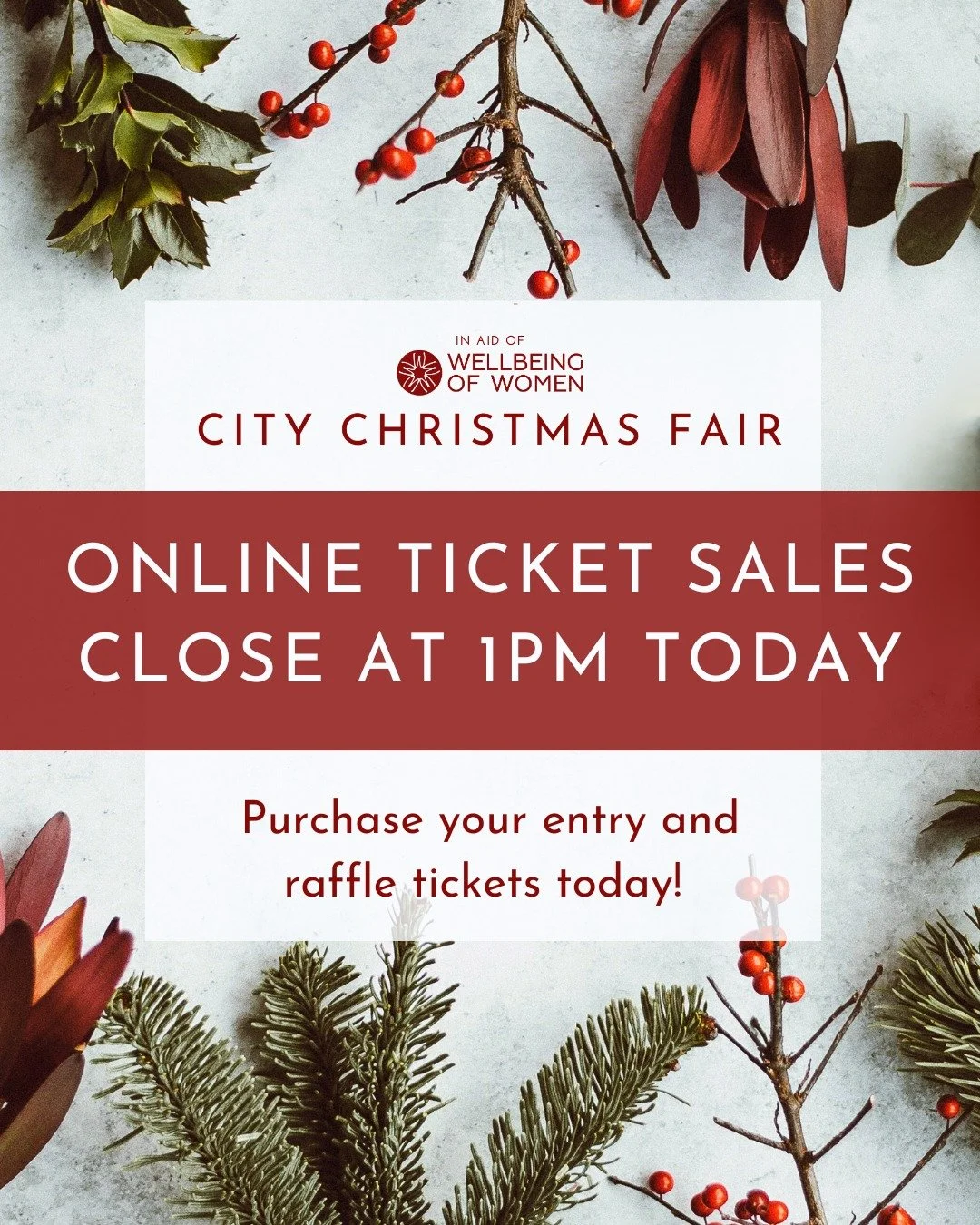 🎄 SALES OF ONLINE RAFFLE AND ENTRY TICKETS MUST CLOSE AT 1PM TODAY

🎁This is your last chance to purchase tickets for our online raffle! Don't miss out on your chance to win one of our magnificent online raffle prizes

🎟Sales of our online entranc