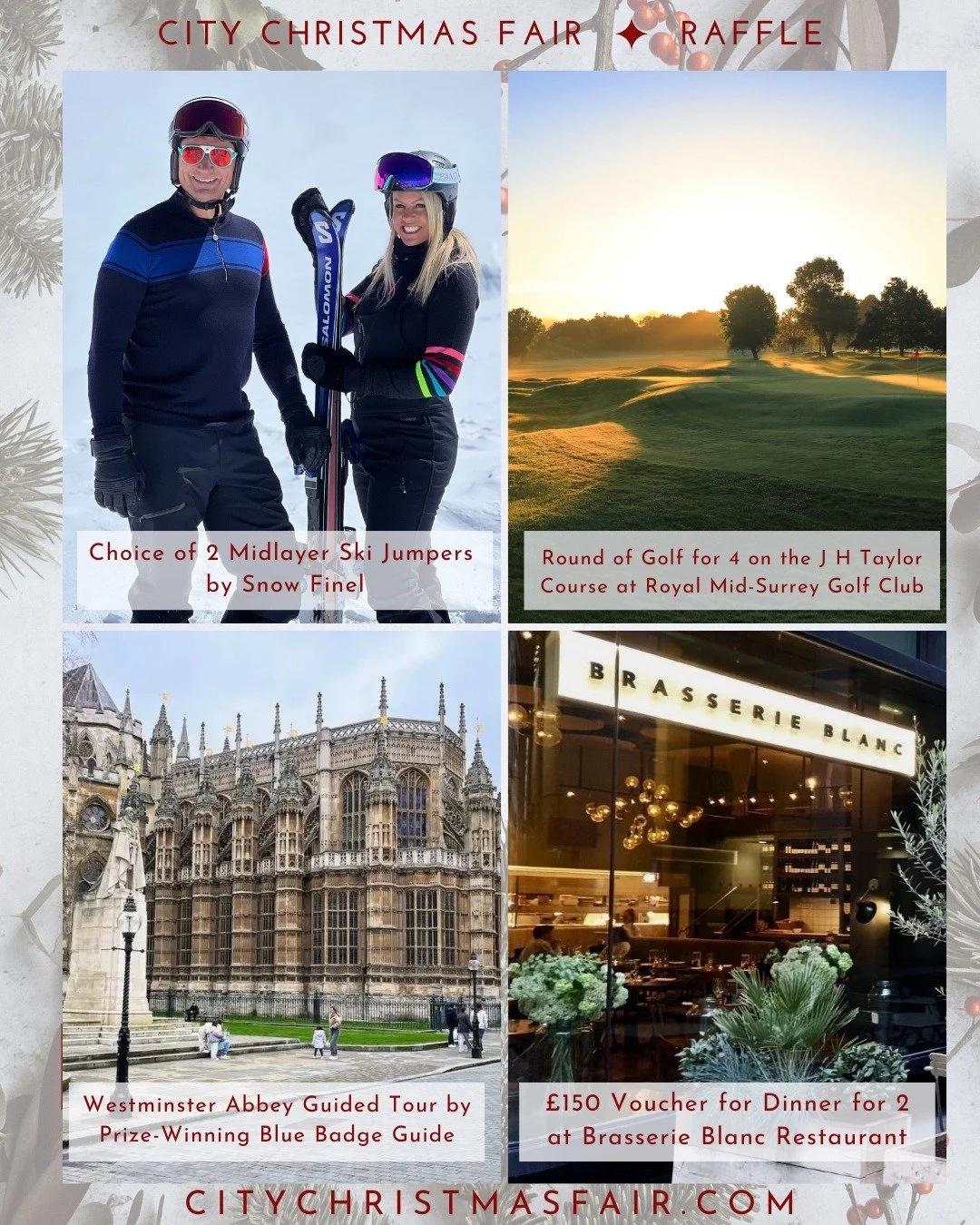 🥂Our Silent Auction is back and better than ever. This year, we have over 40 spectacular lots for you to discover, including:

✨Choice of 2 Midlayer Ski Jumpers by Snow Finel

✨ Round of Golf for 4 on the J H Taylor Course at Royal Mid-Surrey Golf C