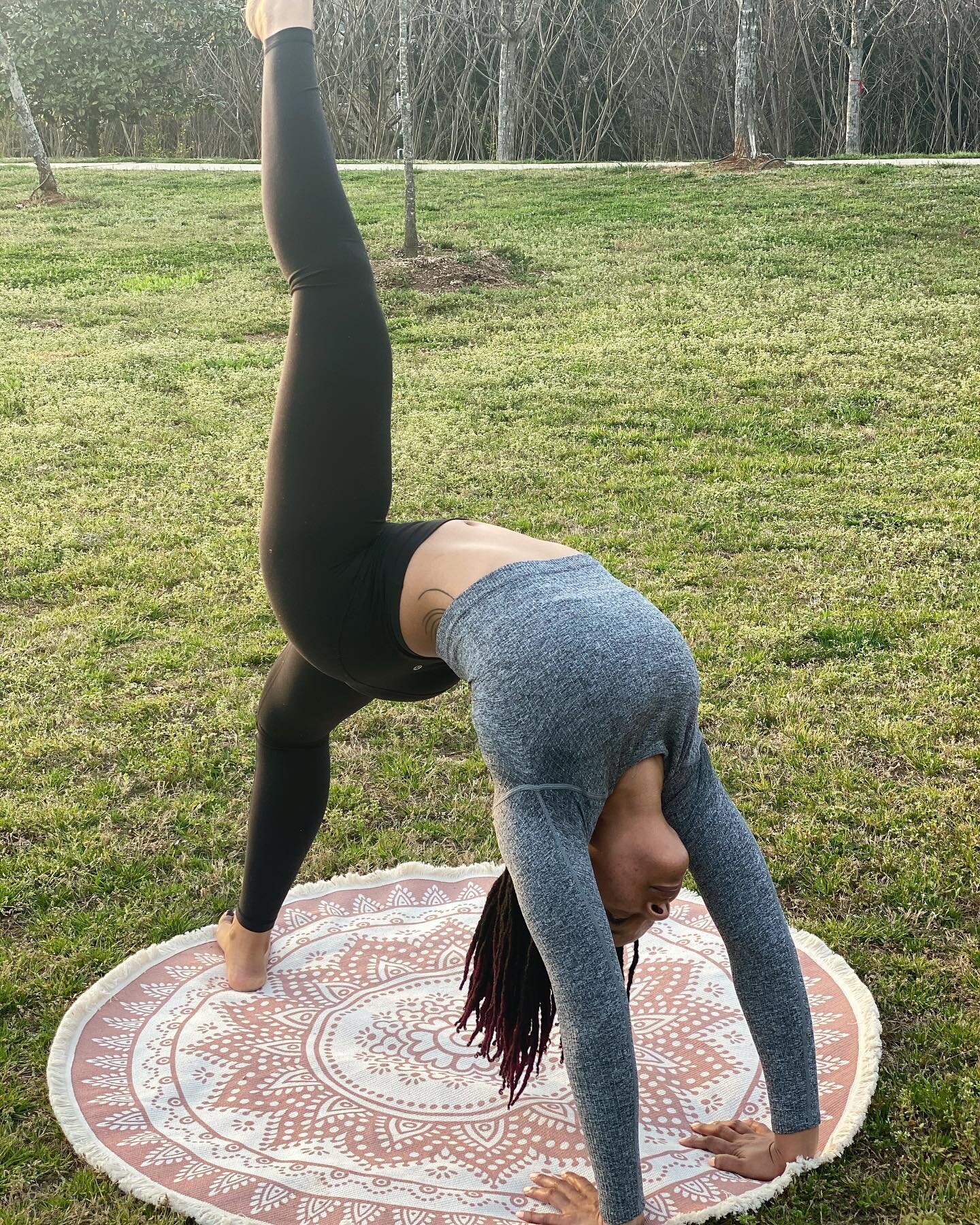 We&rsquo;re bending our backs today for the #bwycspring21 challenge. Here are a few of my variations of wheel pose. The added leg extension really felt good. Use your heel that&rsquo;s on the mat for stability!