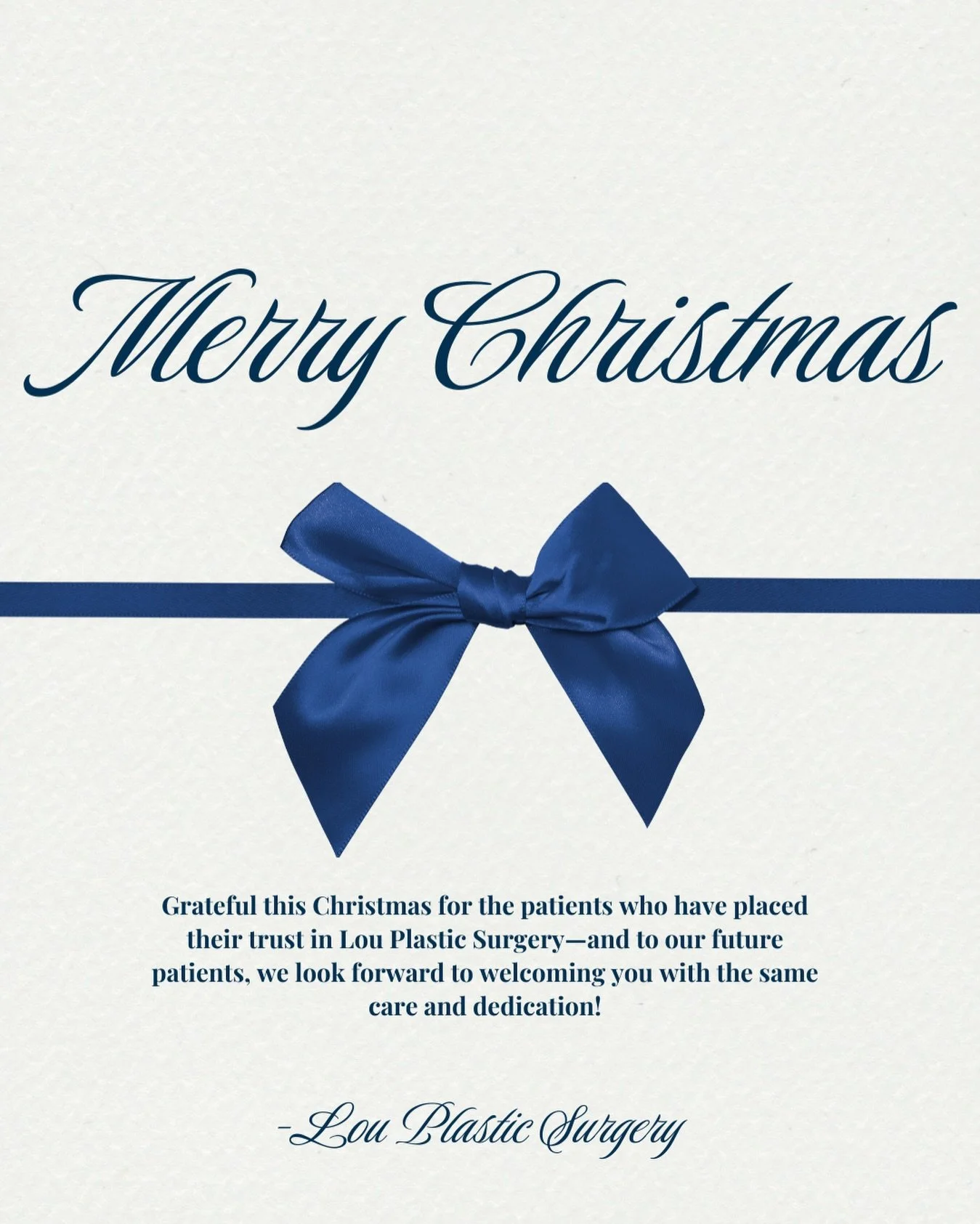 🎄🤍 Wishing you a peaceful Christmas filled with love, gratitude, and joy. Thank you for being part of the Lou Plastic Surgery family. ✨

#MerryChristmas #LouPlasticSurgery #Grateful #HolidaySeason