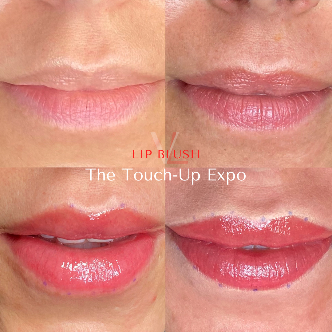 Lip Blush Touch ups showing change in saturation of color after each appointment. 
