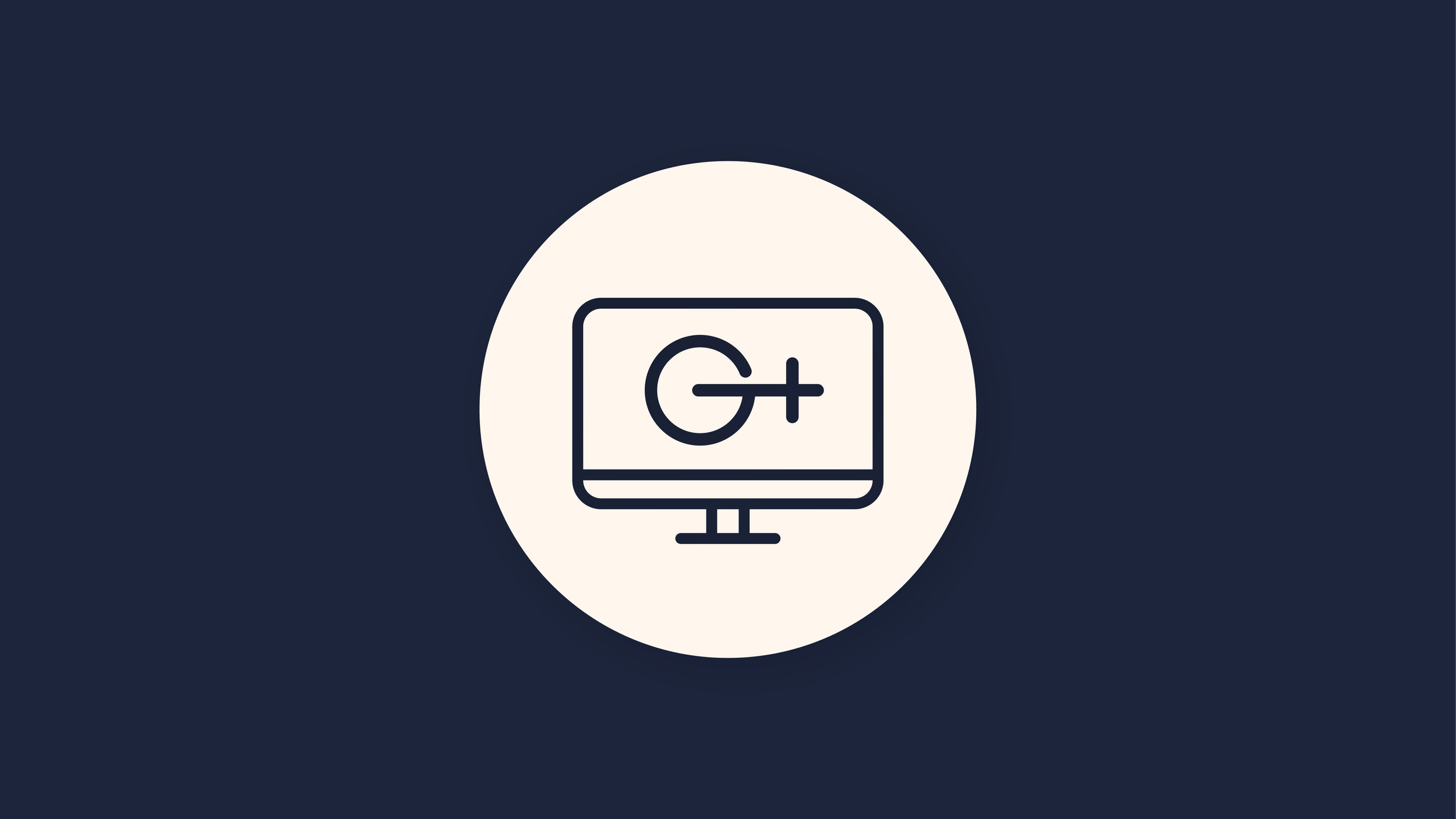 Line drawing of computer monitor with thin The Genesis Group logo