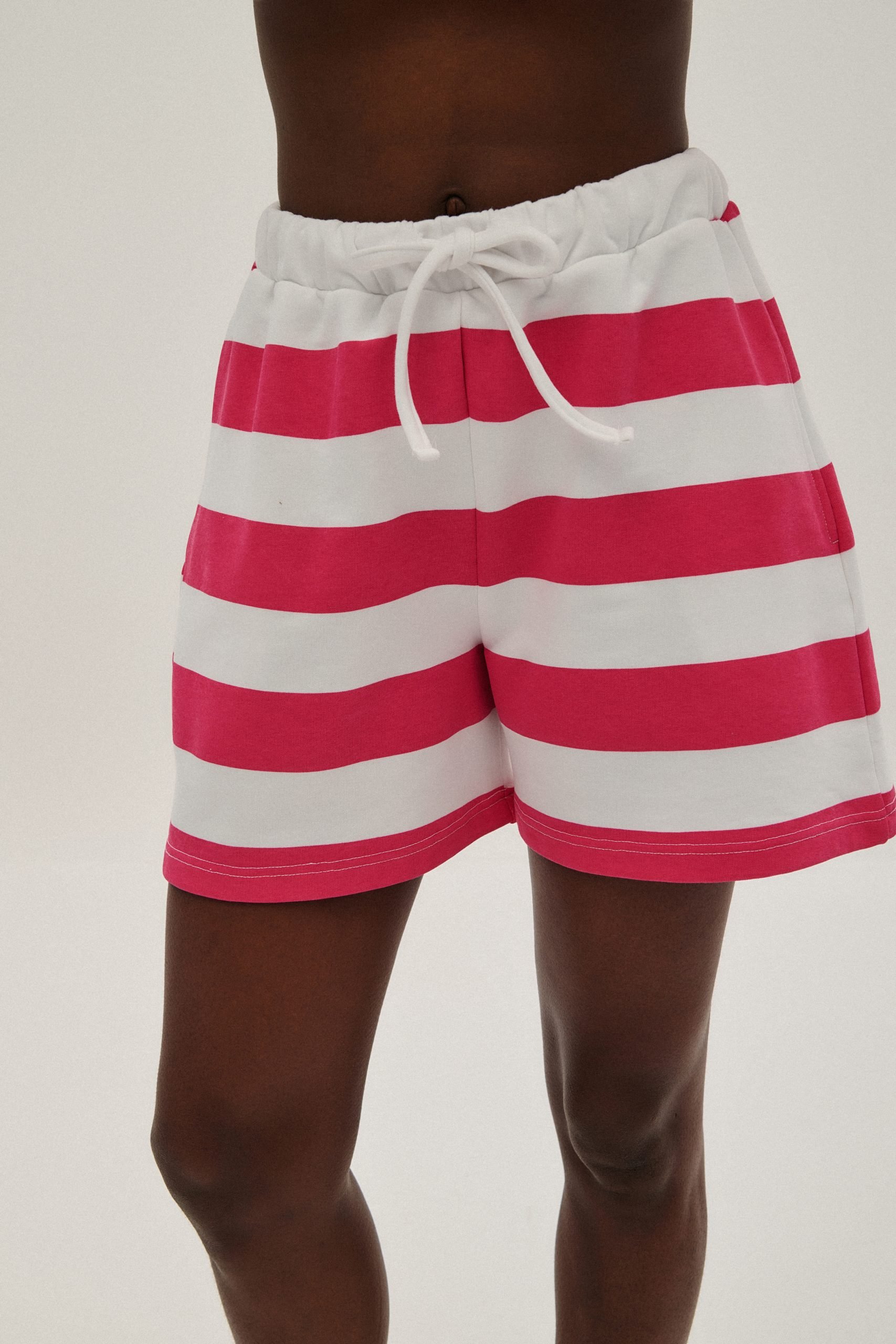 COMBOS Shorts Striped WHITE-FUCHSIA