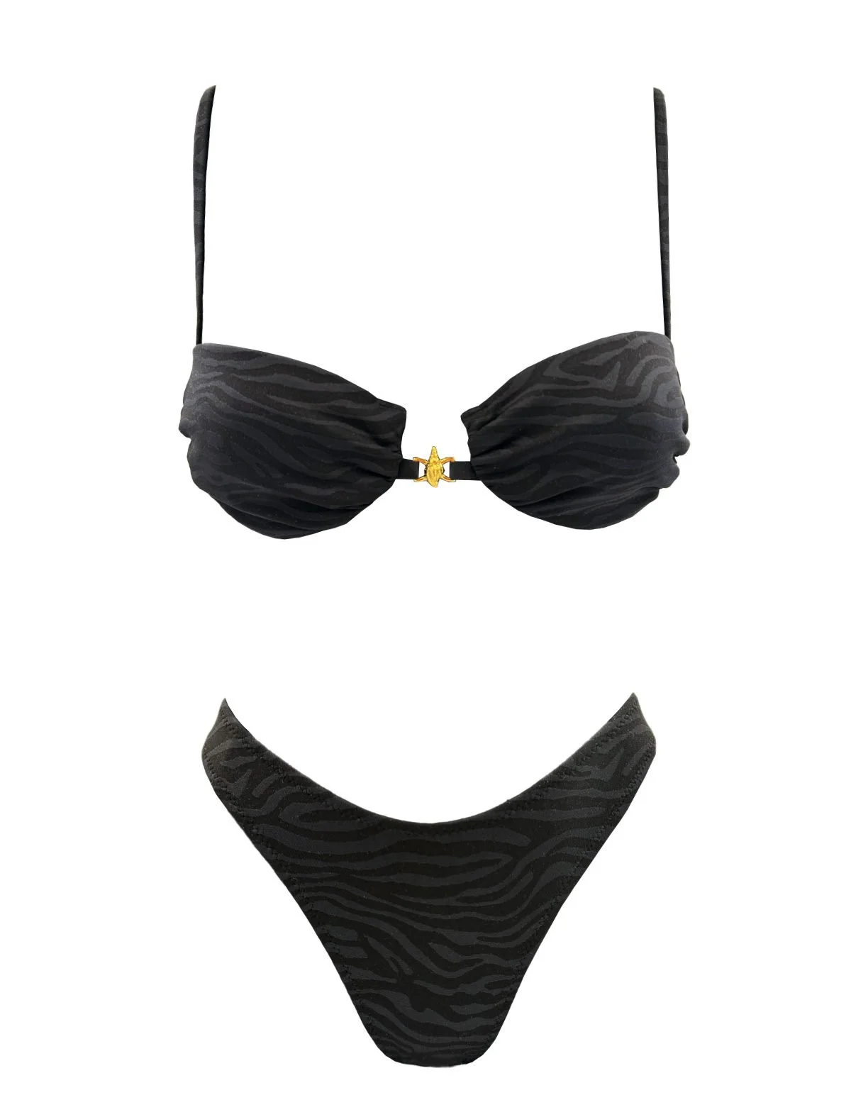 BLACK ZEBRA SNAIL WIRE BIKINI