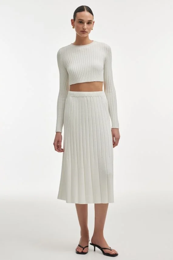 NADIA RAPTI FEMME KNITTED CROP TOP WHITE