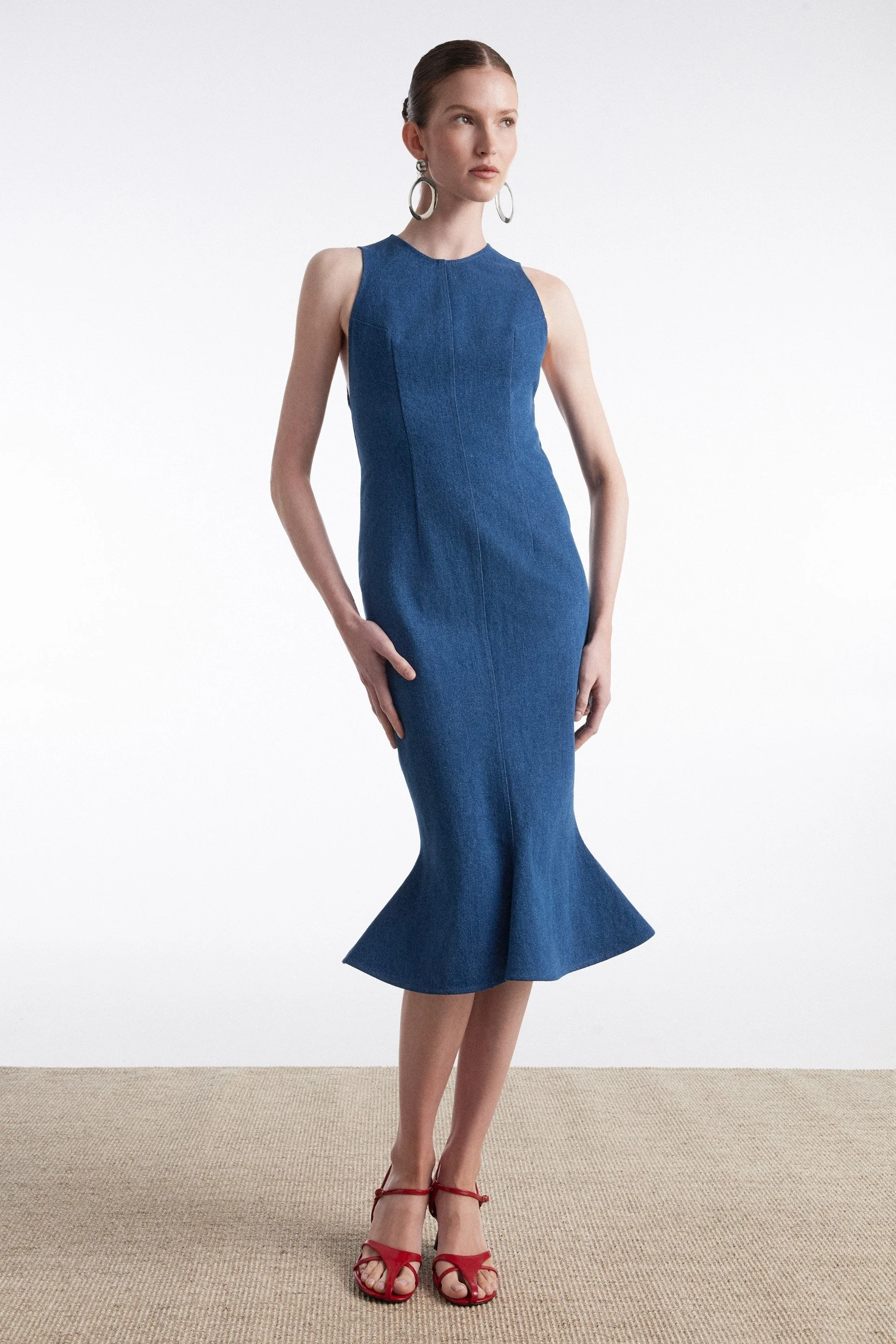NADIA RAPTI SALTWATER DENIM DRESS BLUE