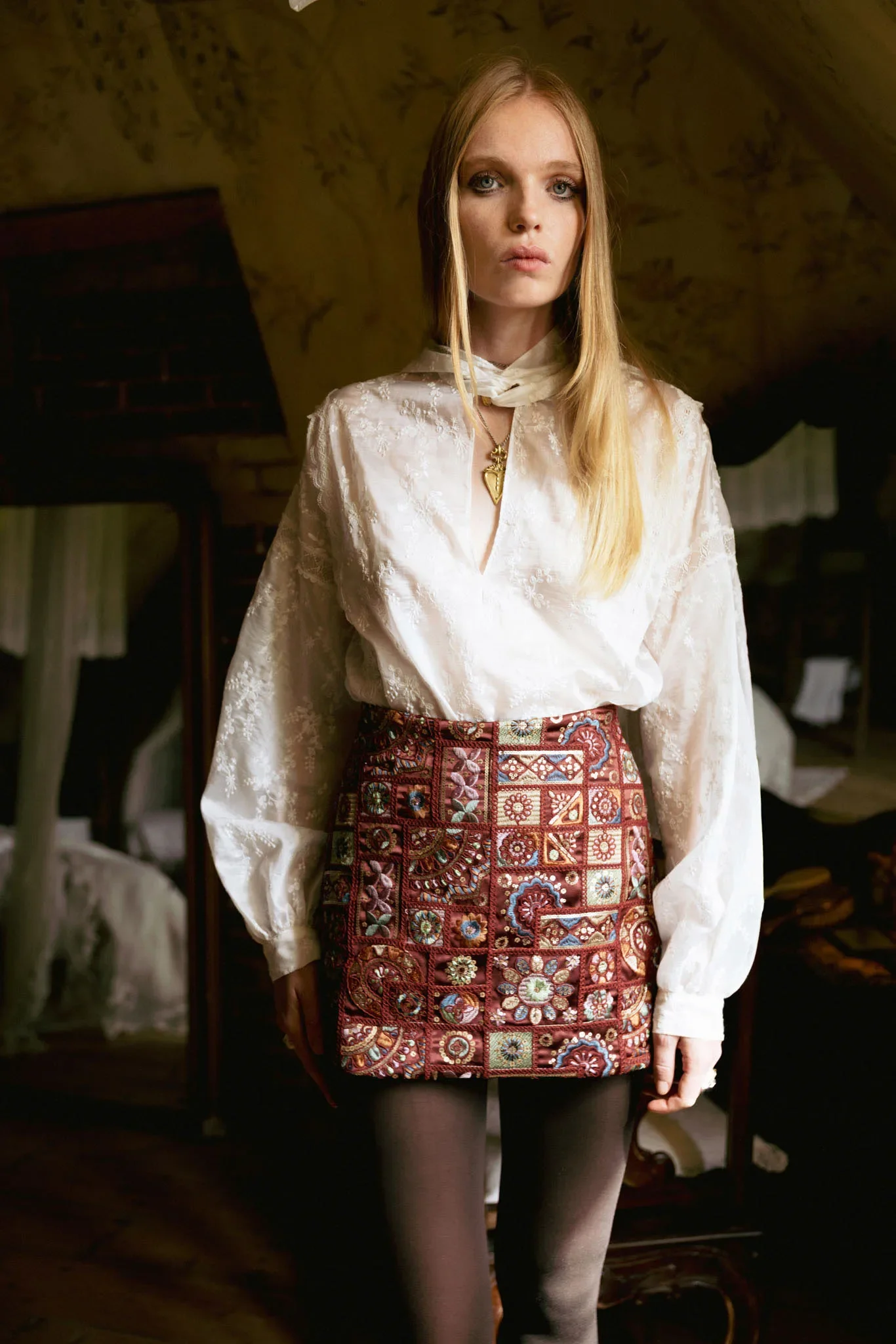 NIDODILEDA NORA SKIRT EMBROIDERED MINI