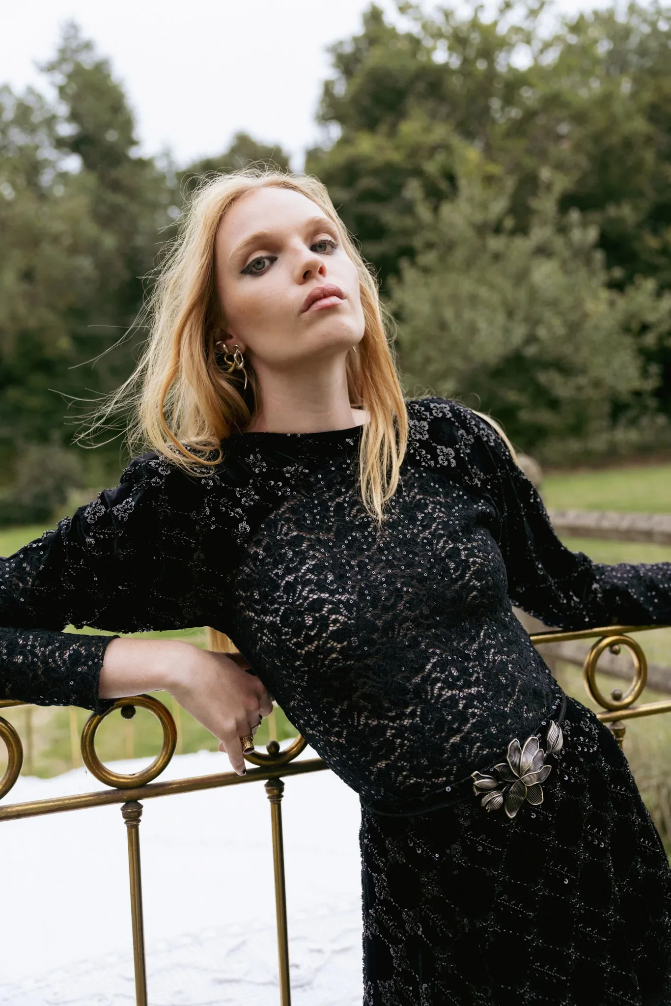 NIDODILEDA ERSILIA BODYSUIT BEADED VELVET LACE