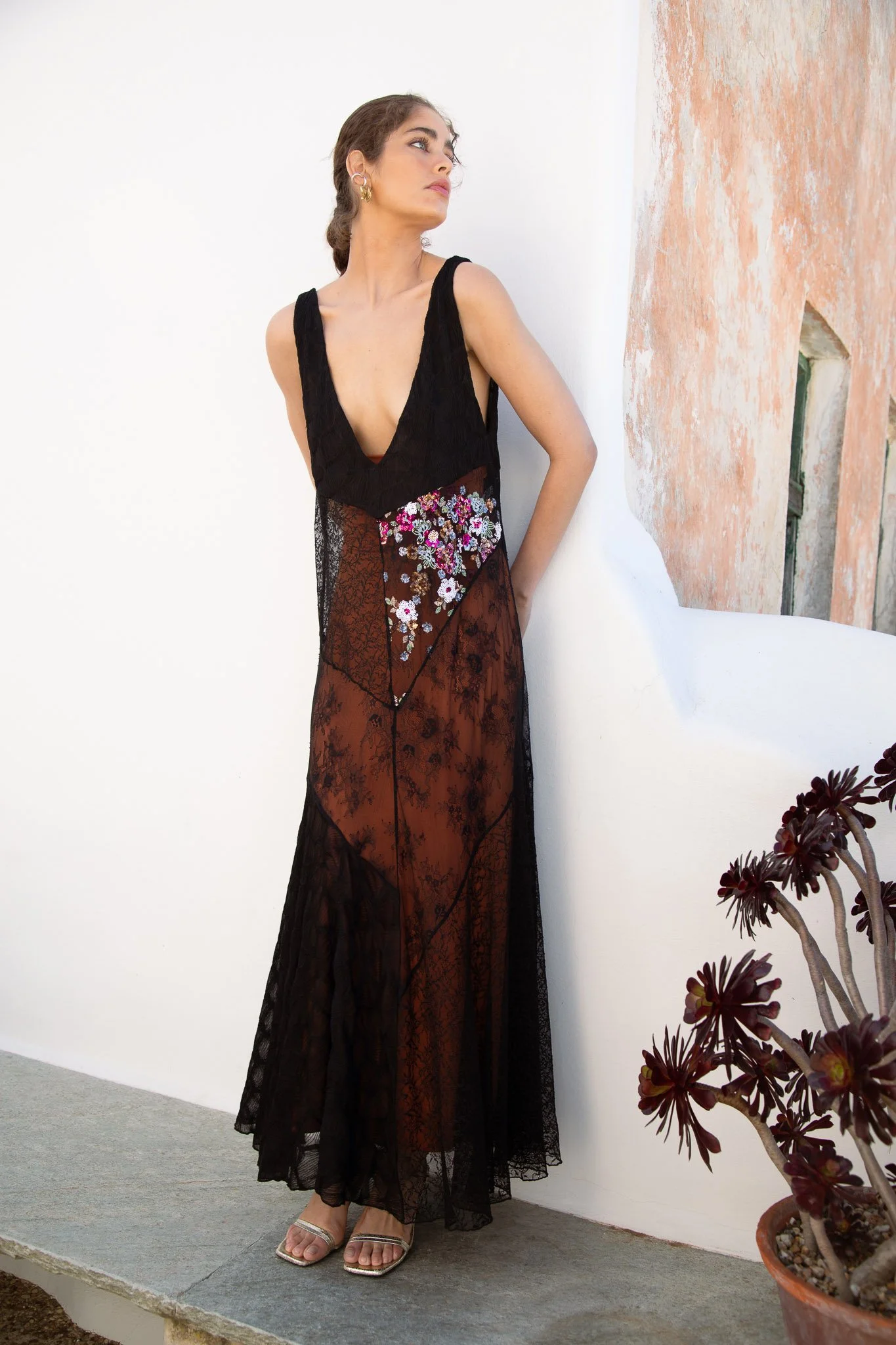 NIDODILEDA SPIRAL DRESS SEQUINED LACE