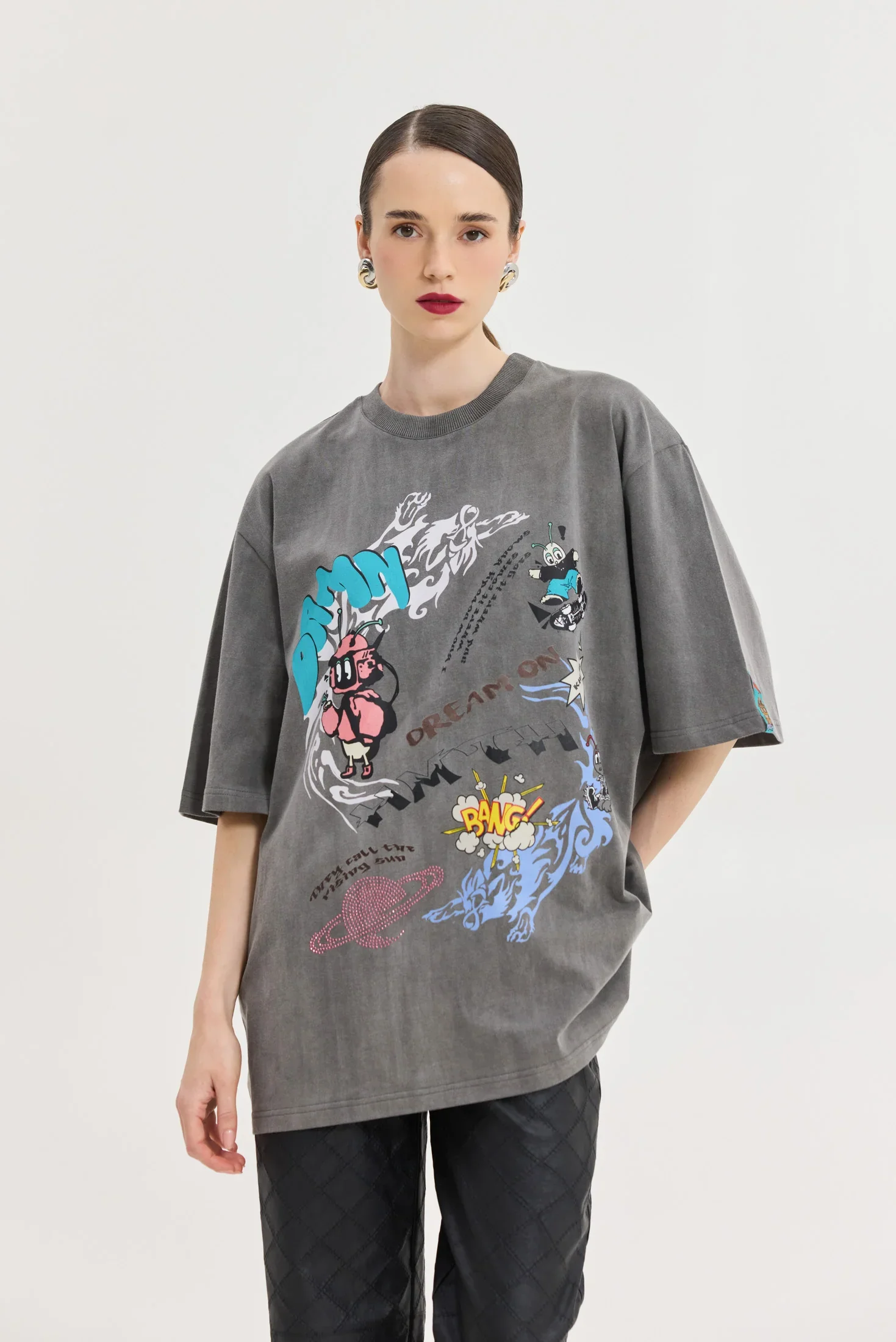 HEMITHEA Cheetah Used Grey T-Shirt (Rock on)