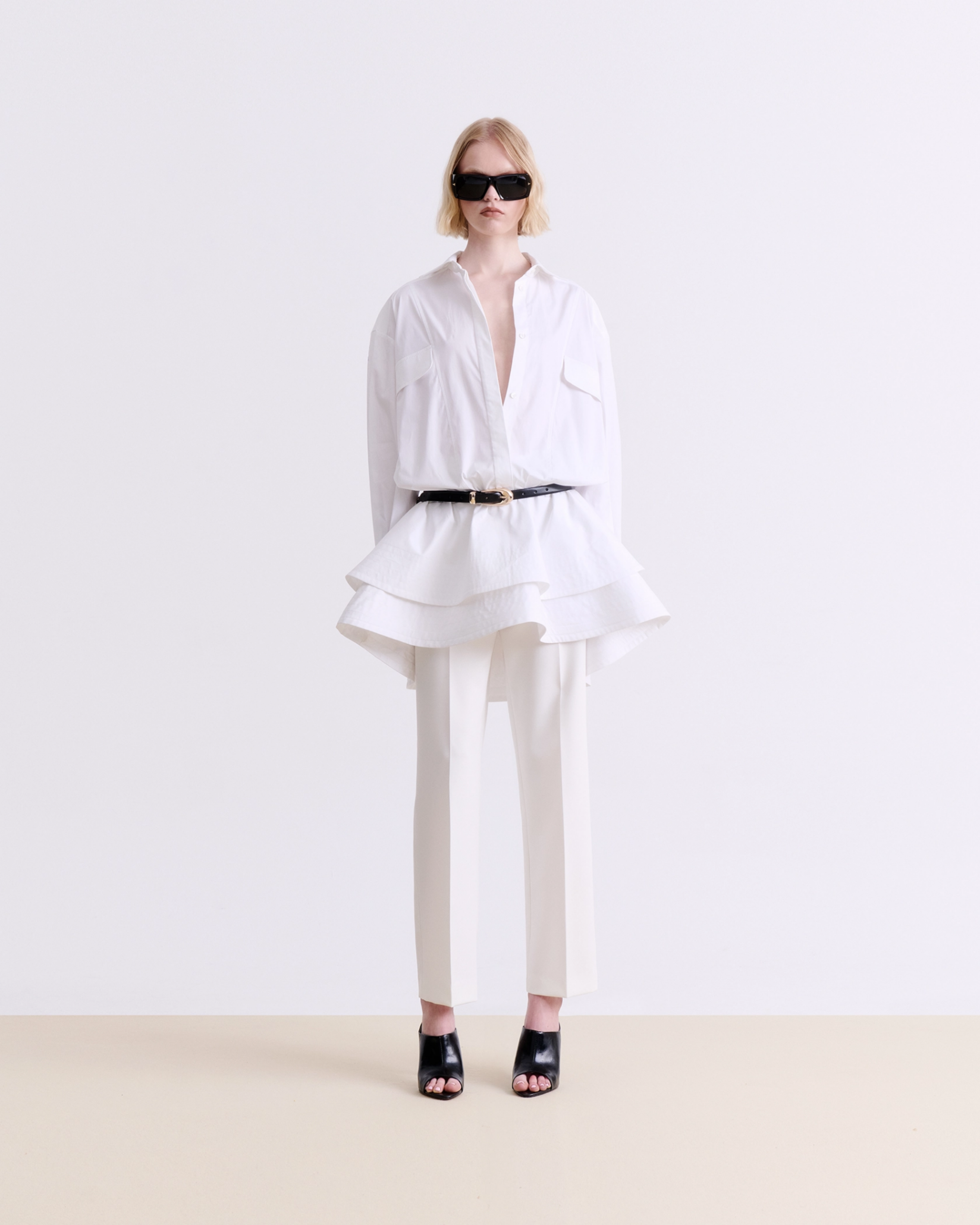 VASSIA KOSTARA WHITE STRUCTURED SHIRT DRESS