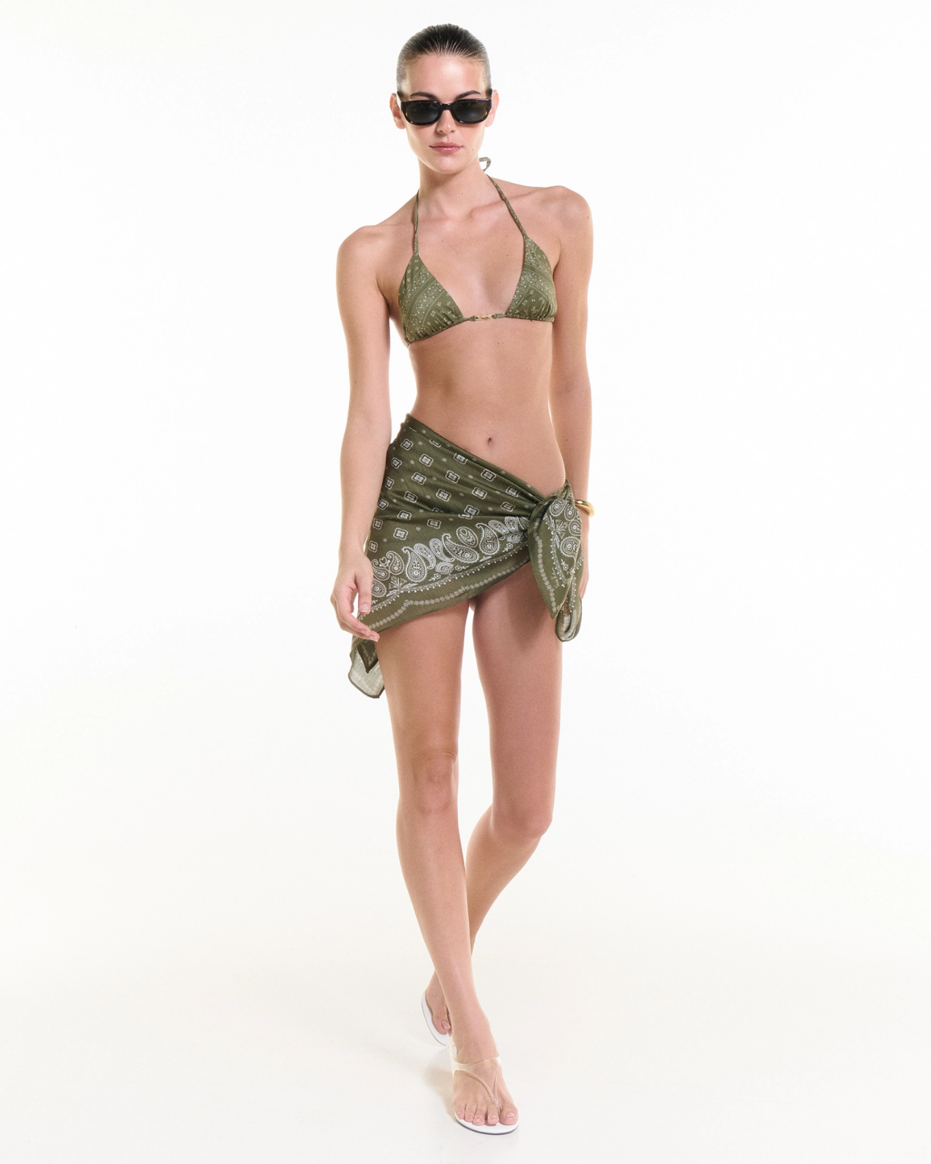 VASSIA KOSTARA OLIVE TRIANGLE BIKINI TOP