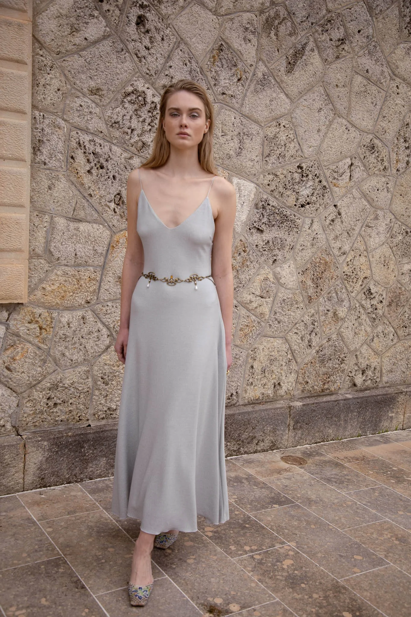 NIDODILEDA DRIFT DRESS SPARKLY THREAD SILVER