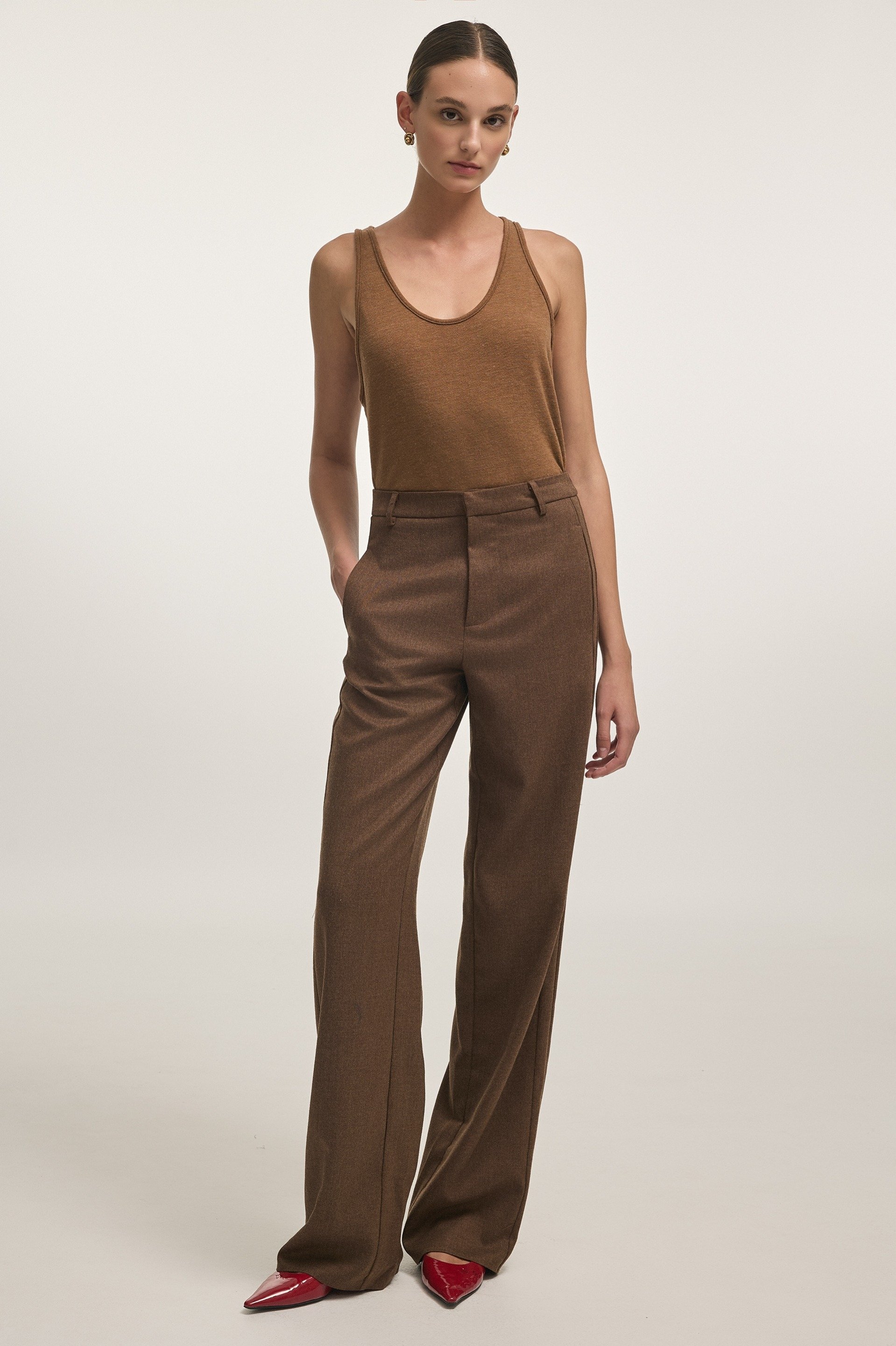 NADIA RAPTI NEW YORK TROUSERS BROWN
