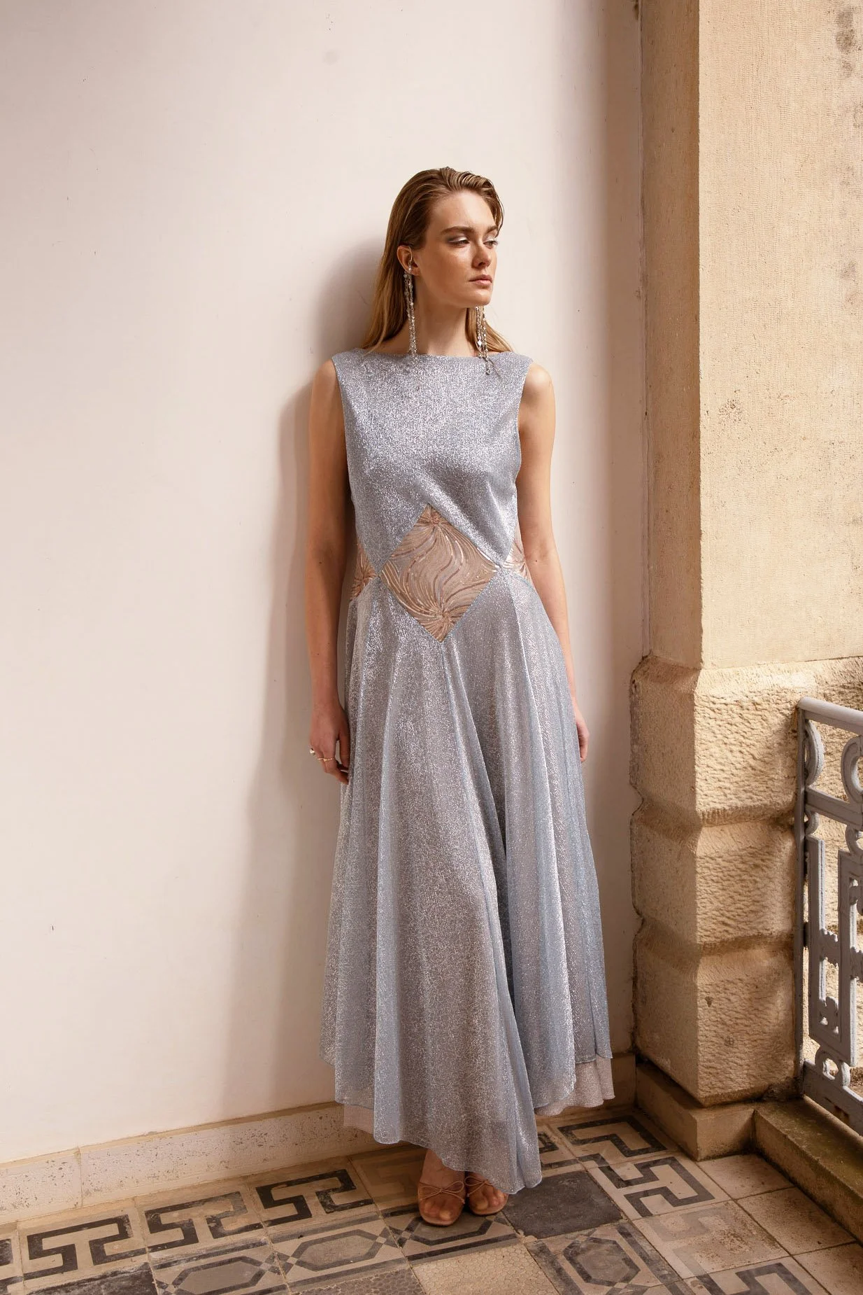 NIDODILEDA CURRENT DRESS FOIL PRINTED SEQUIN EMBELLISHED