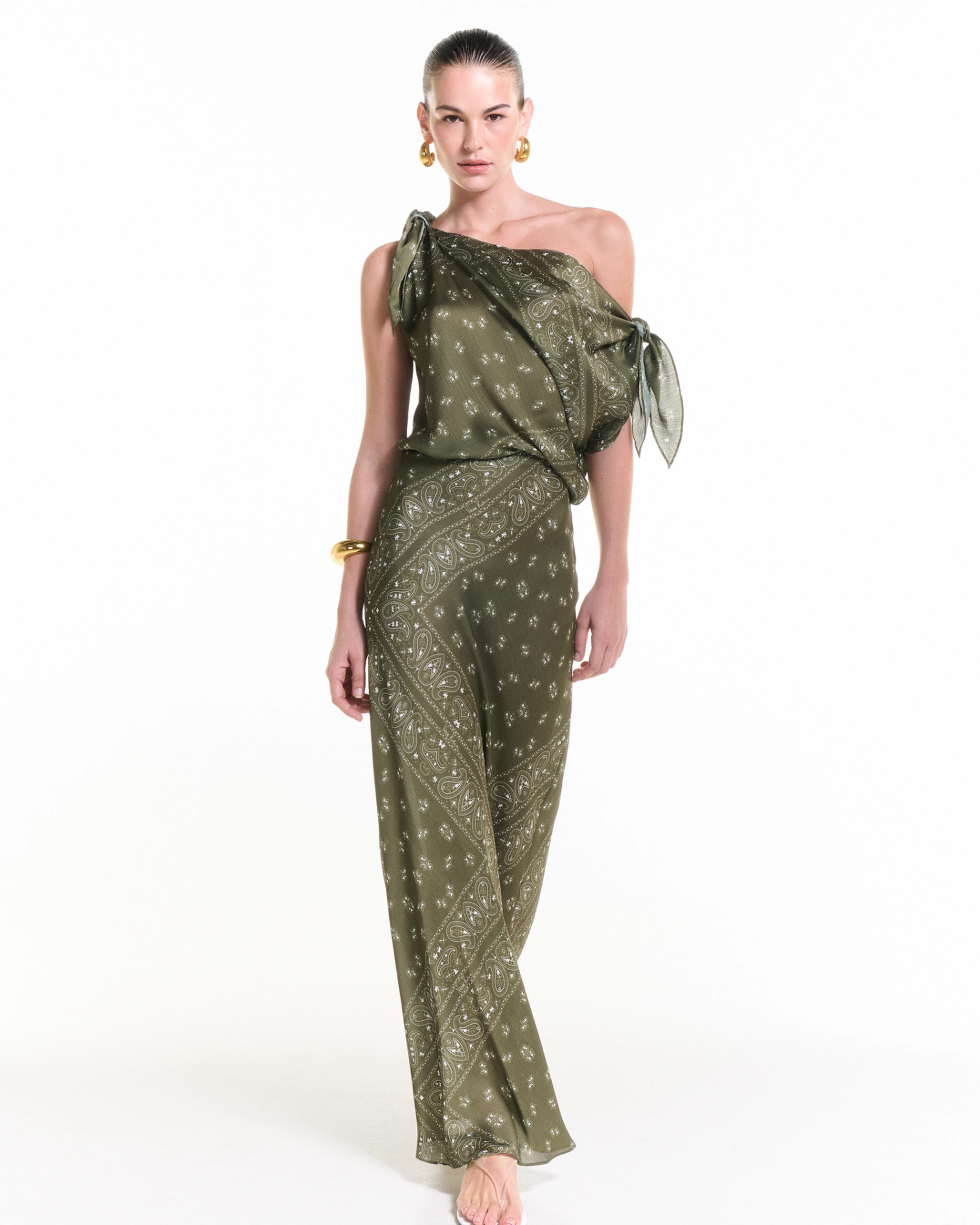 VASSIA KOSTARA OLIVE MAXI DRESS