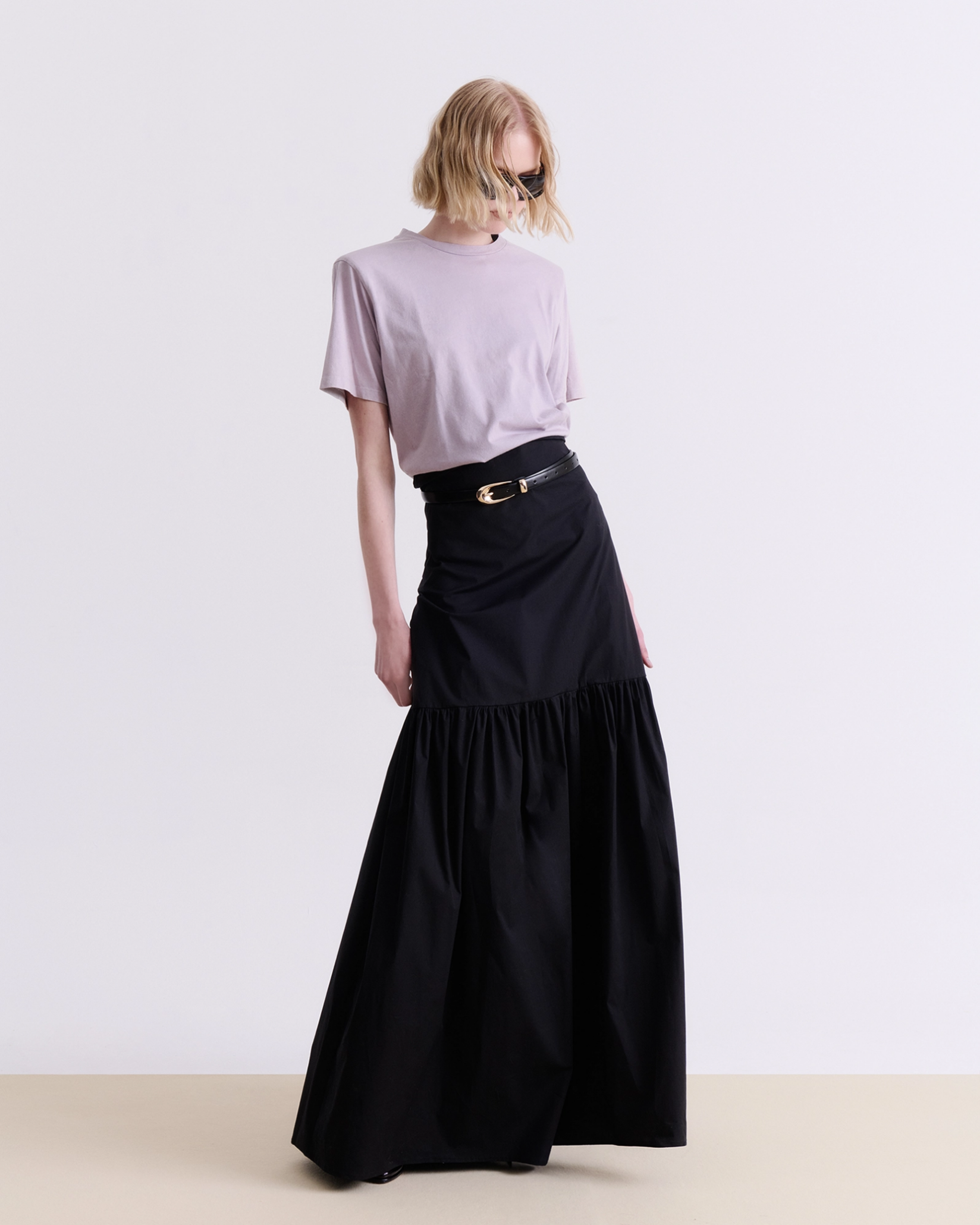 VASSIA KOSTARA BLACK VOLUMINOUS MAXI SKIRT