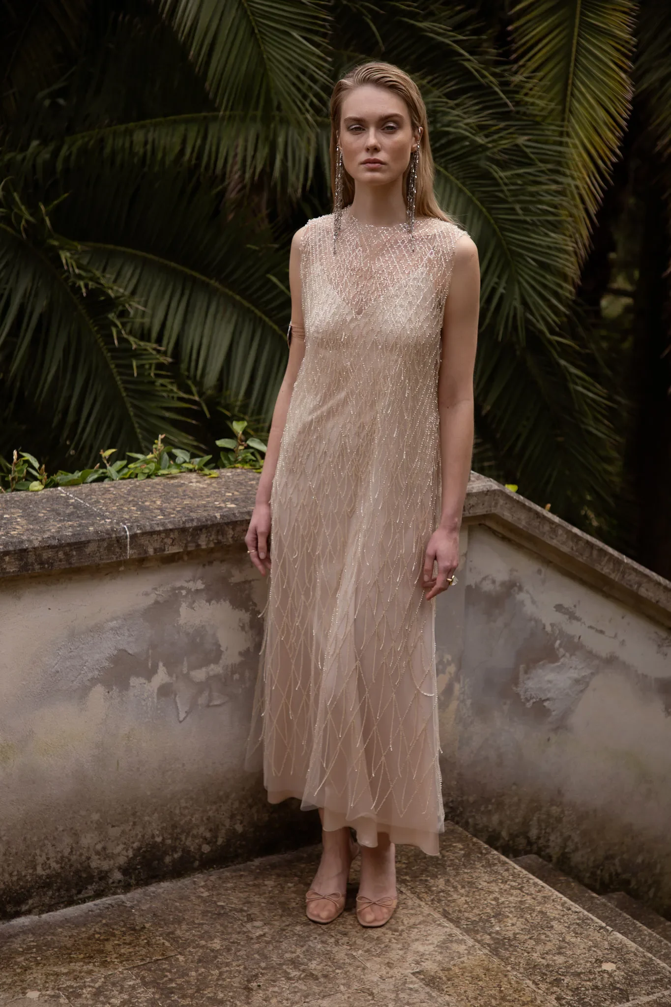 NIDODILEDA MILE DRESS BEADED FRINGE SEMI-SHEER