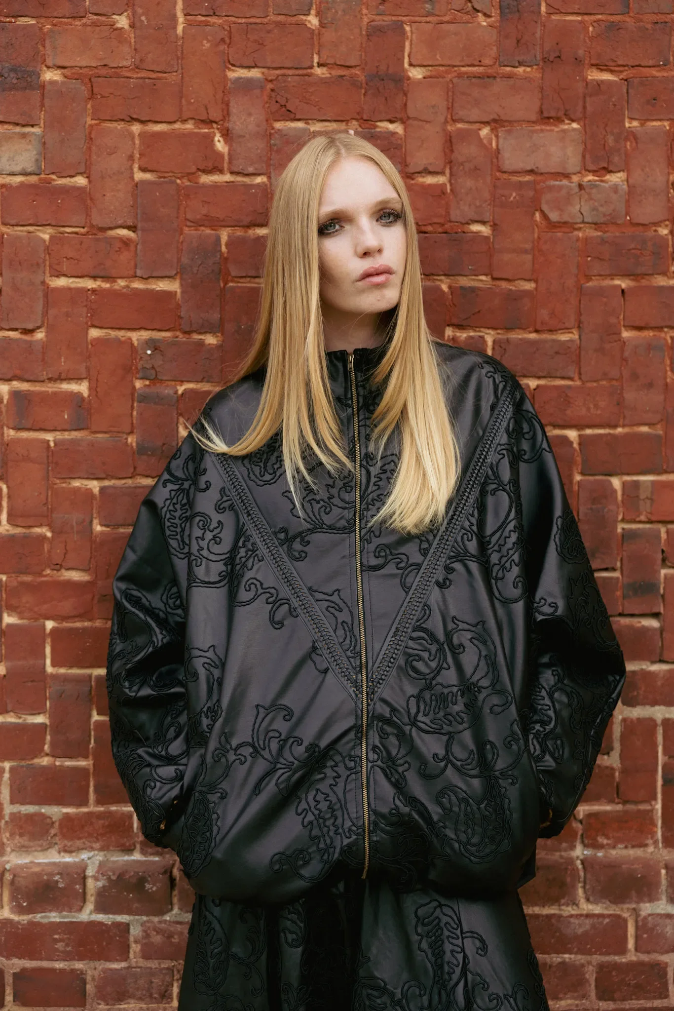 NIDODILEDA  FELICITY BOMBER JACKET EMBOSSED VEGAN LEATHER