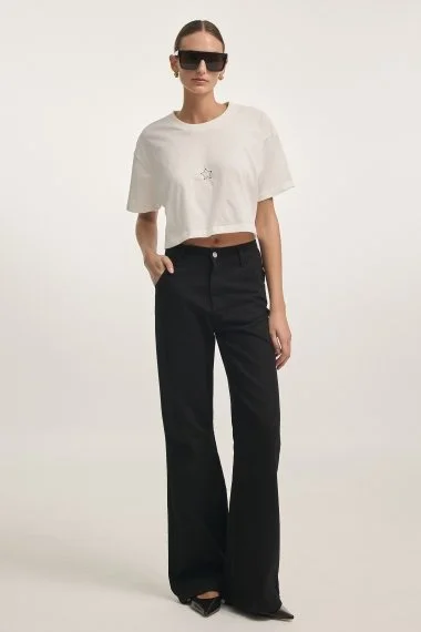 NADIA RAPTI HOLLYWOOD CROP T-SHIRT OFF WHITE
