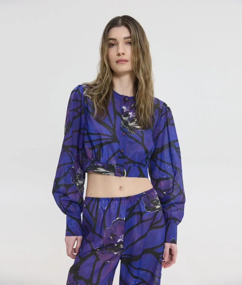 SUNSETGO LUNA CROP PRINTED SHIRT