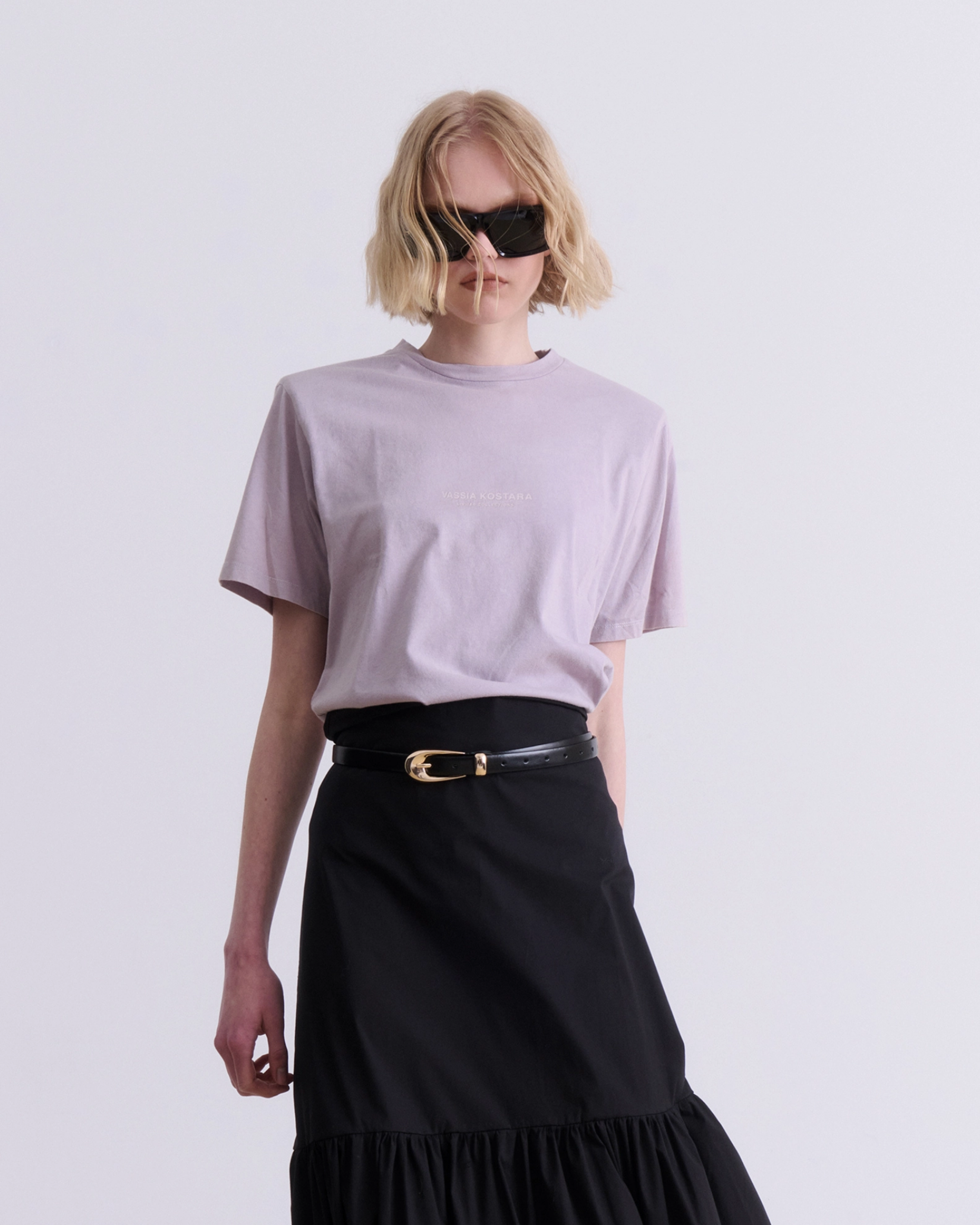 VASSIA KOSTARA LILAC COTTON T-SHIRT