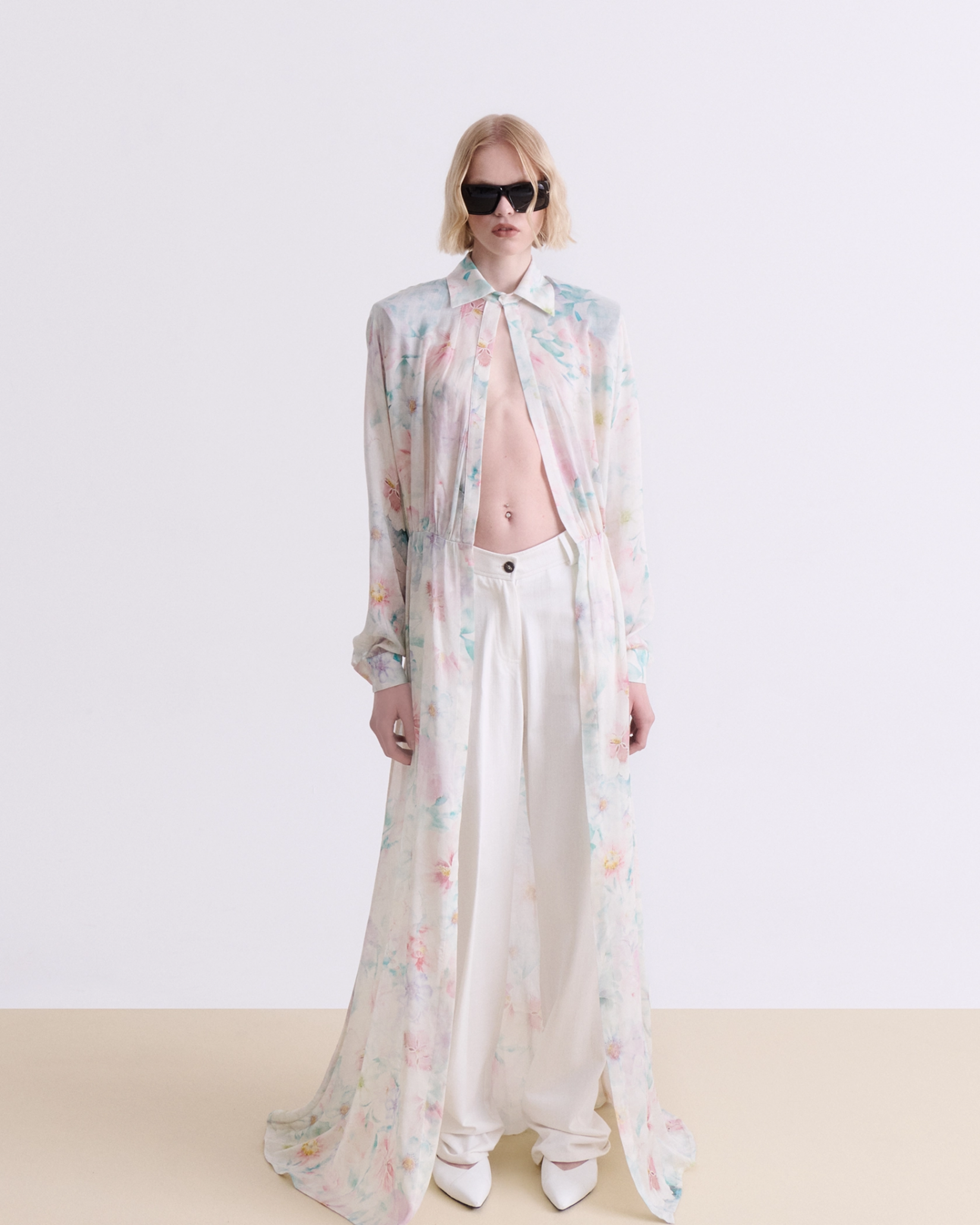 VASSIA KOSTARA FLORAL CHEMISIER MAXI DRESS