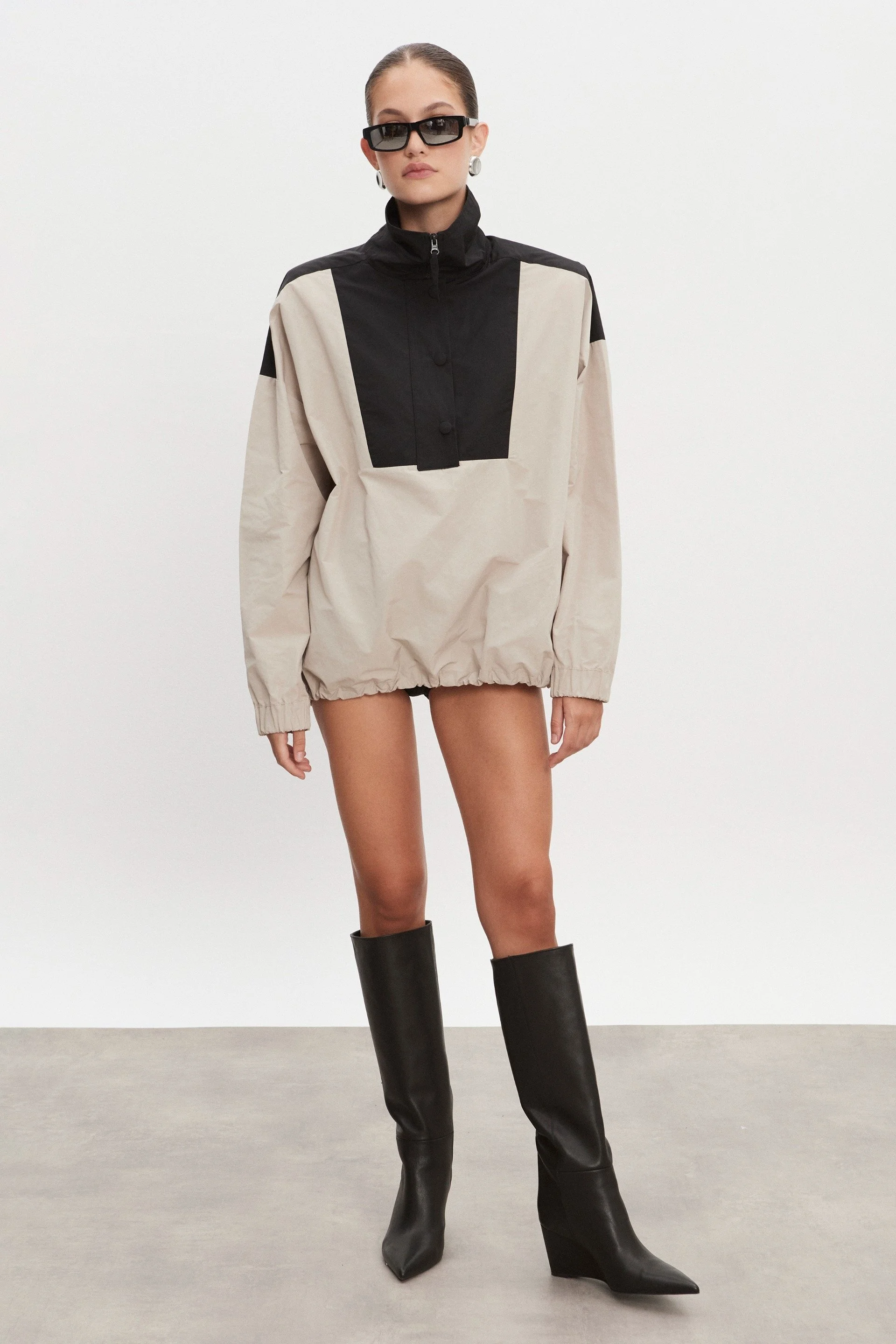 NADIA RAPTI PAOLO WIND ANORAK WOMEN GREIGE/BLACK