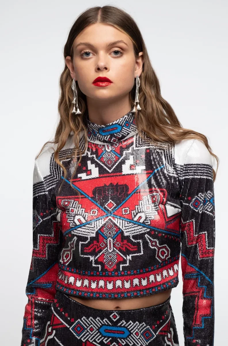 PEACE + CHAOS LEGACY TURTLENECK TOP - Sequin