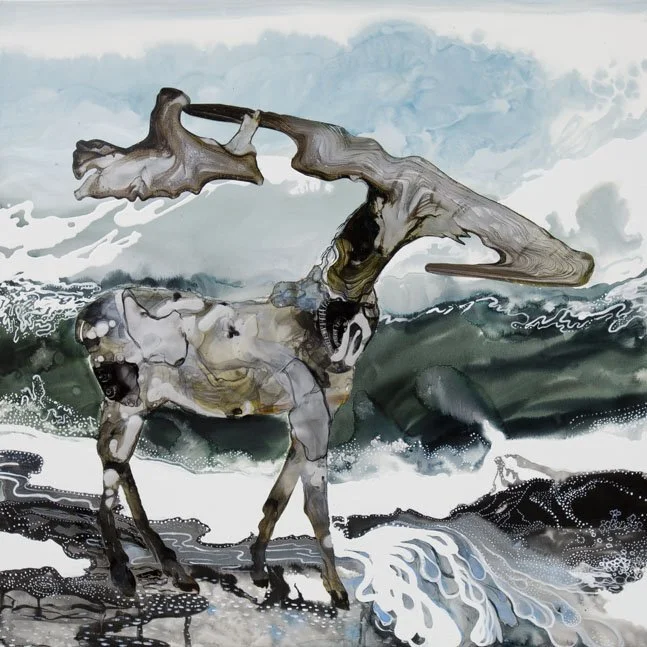 Stag   |   Acrylic on Mylar on Canvas   |   122 x 122cm