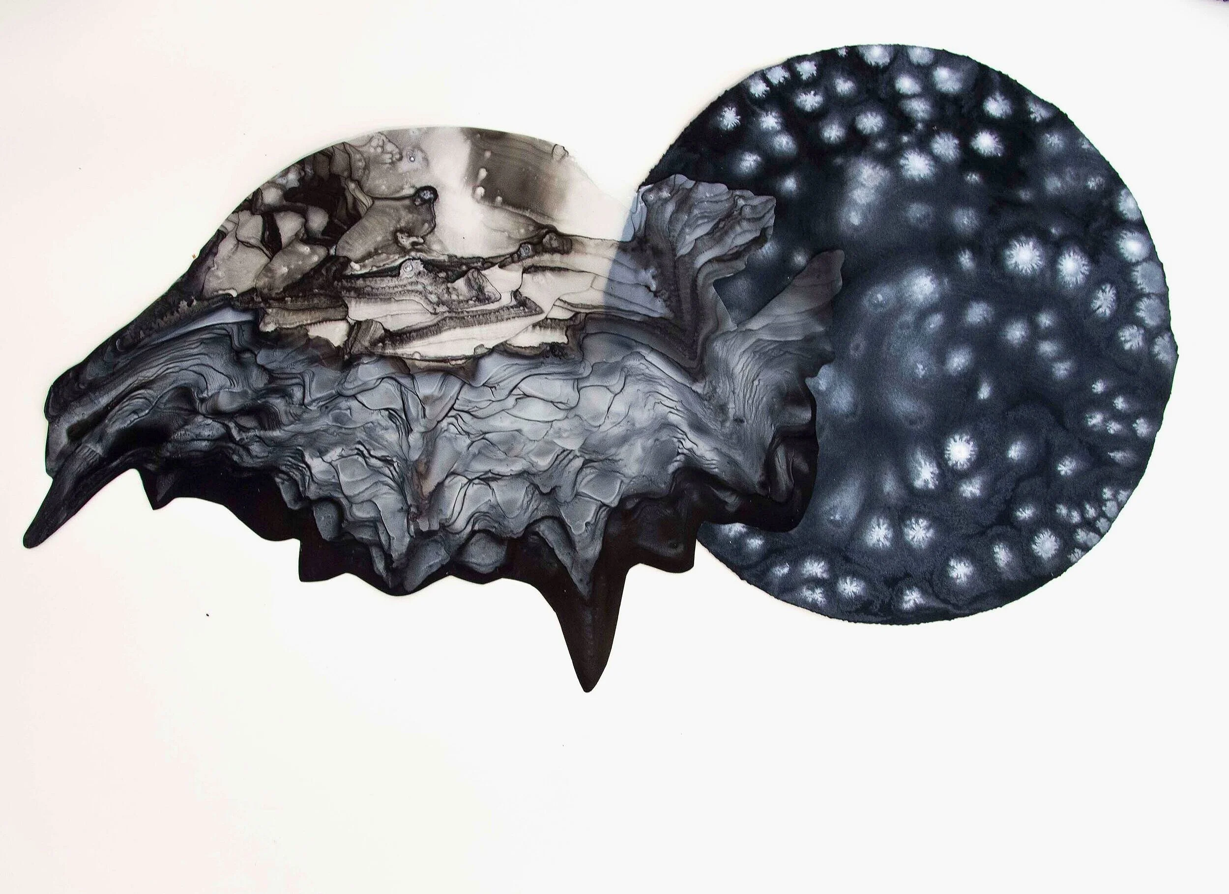 When Worlds Collide  I   acrylic on Mylar film on board  I  60cm x 50 cm