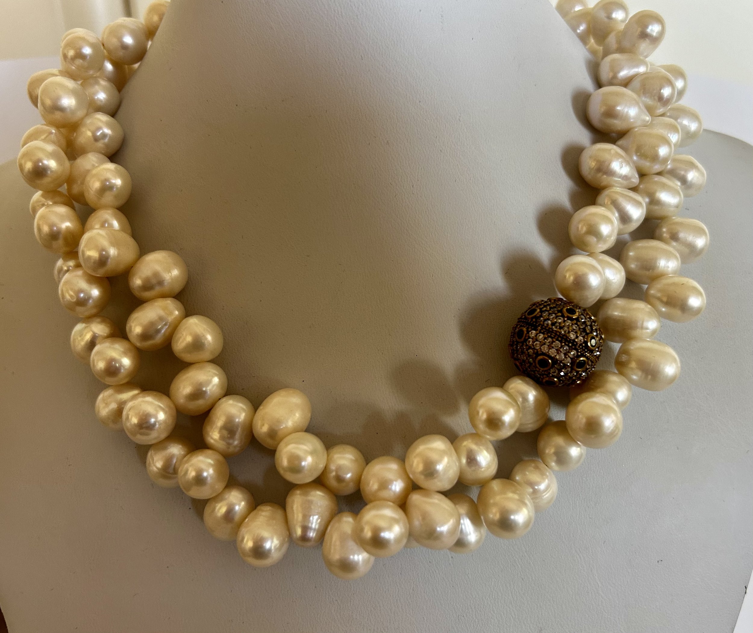 8 Double Pearl Choker with Sapphire and CZ Ball.jpg