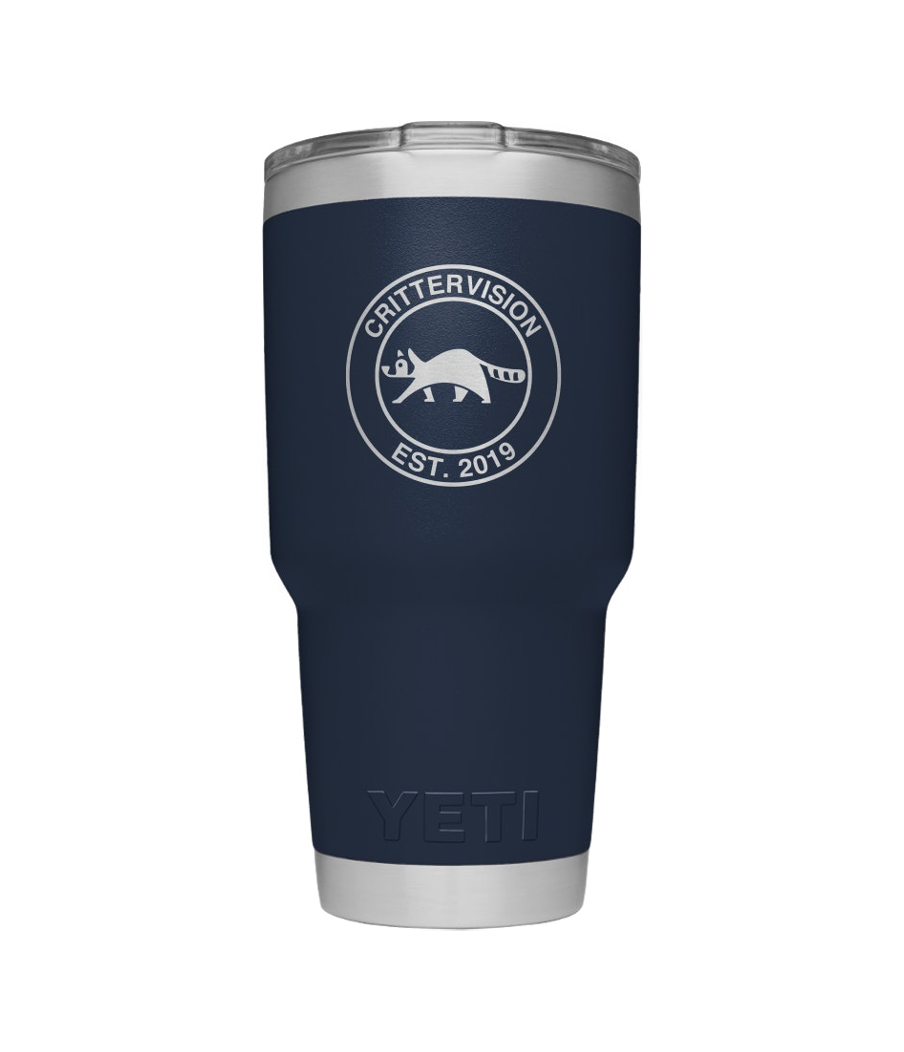 30oz. Navy Yeti Rambler with Magslider Lid and Duracoat Engraved Custom  CritterVision Round Logo — CritterVision