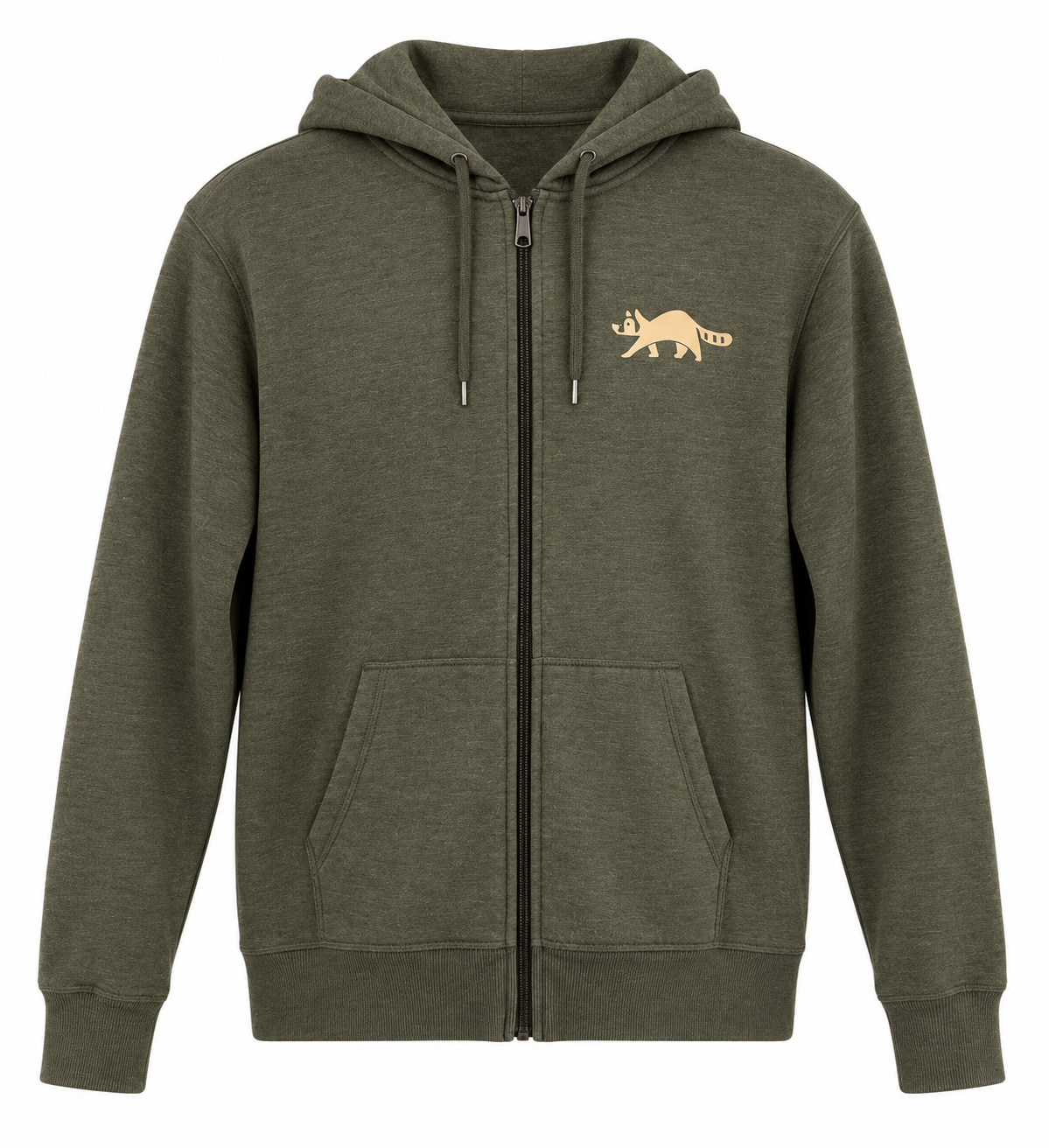Olive Green Raccoon Logo Hoodie (1).png