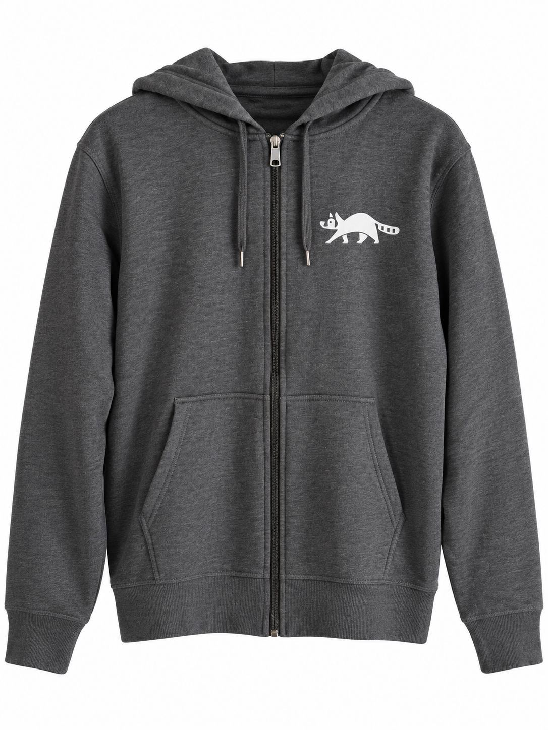 Men's Full Zip Heavyweight Fleece Hoodie - Charcoal Heather