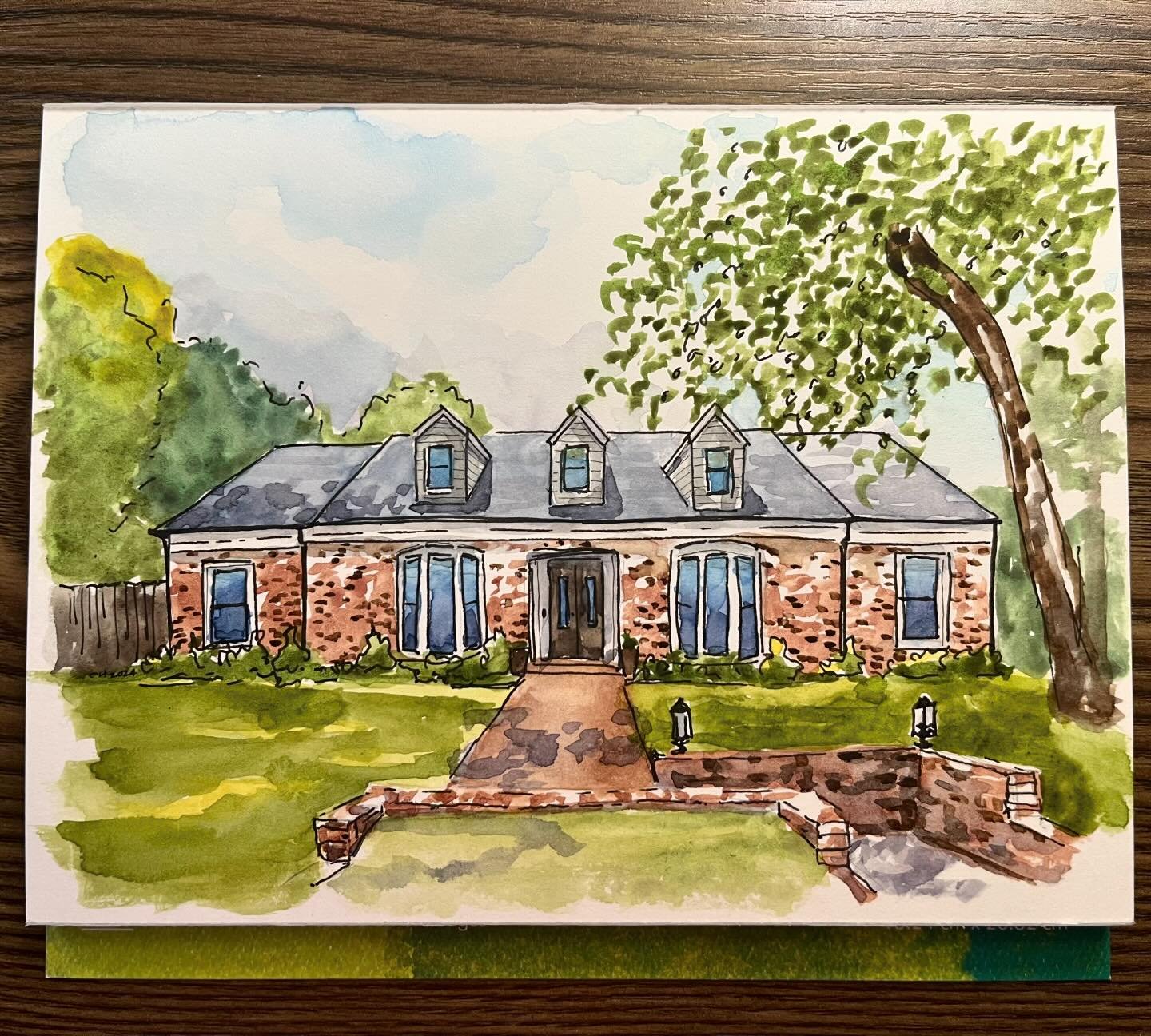 Coming full circle with a #houseportrait for @carson.guarino and @iamrorysocanyou . Carson launched this little side endeavor when she asked me to draw their respective houses before they married, and now the triptych is complete with the house they 